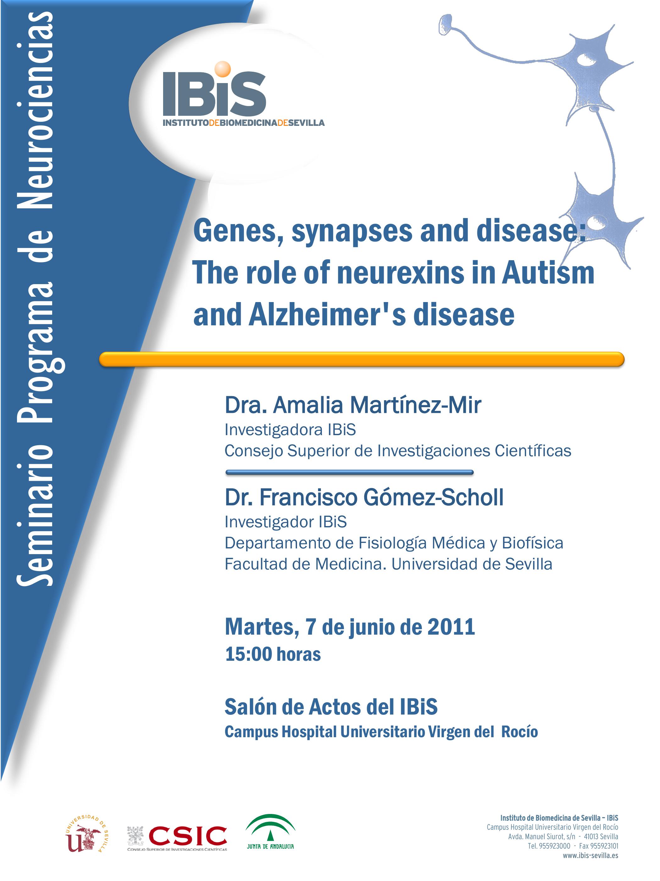 Poster: Genes, synapses and disease: The role of neurexins in Autism and Alzheimer's disease