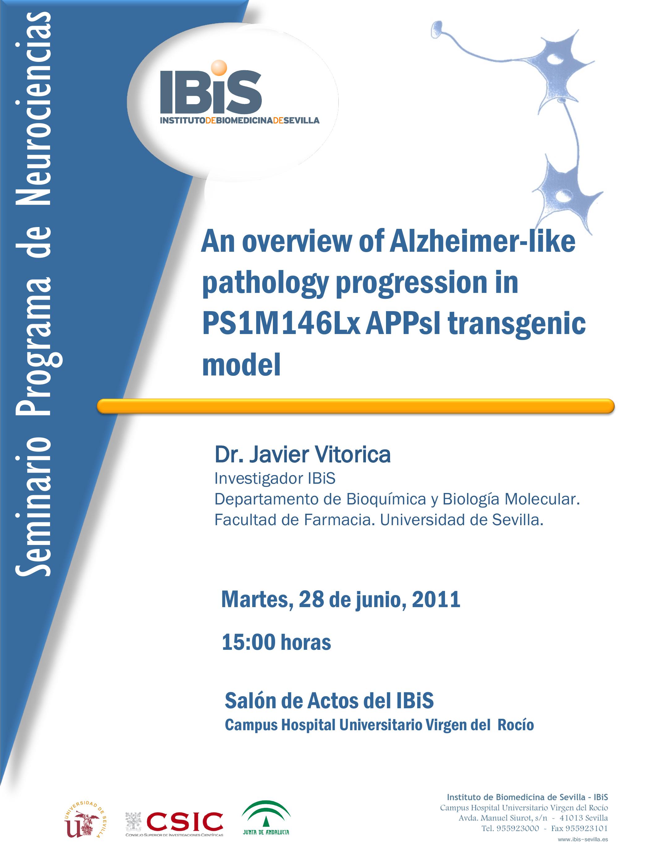 Poster: An overview of Alzheimer-like pathology progression in PS1M146Lx APPsl transgenic model