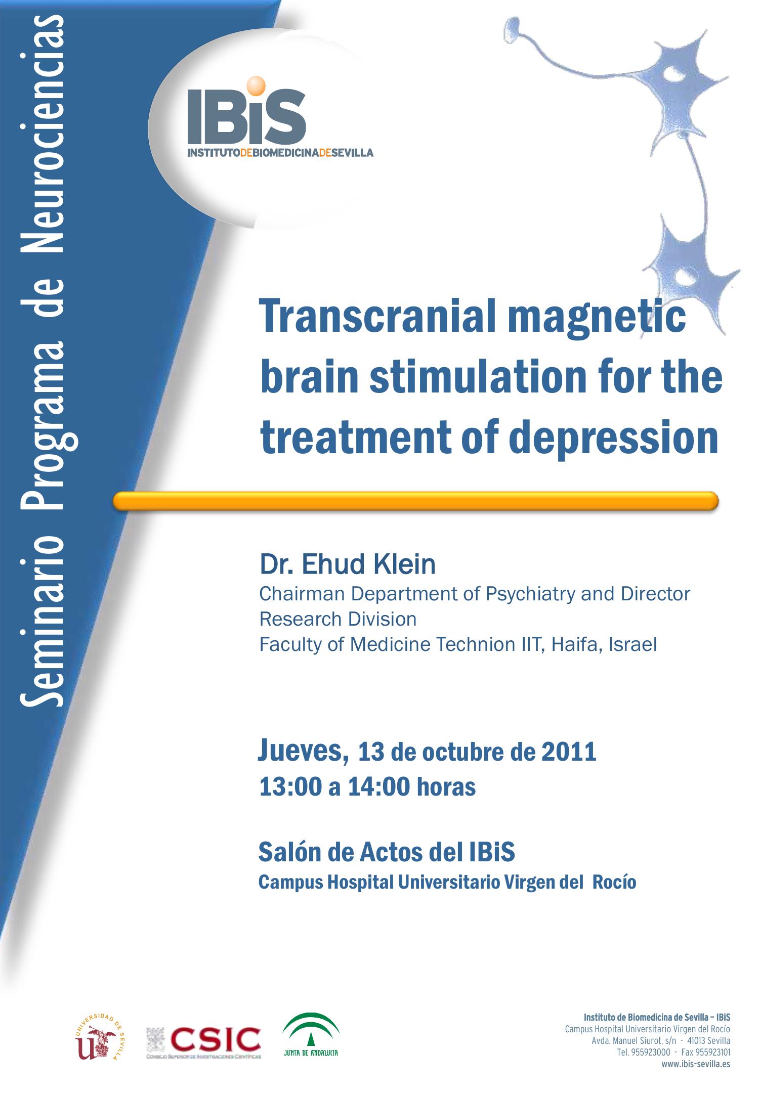 Poster: Transcranial magnetic brain stimulation for the treatment of depression.