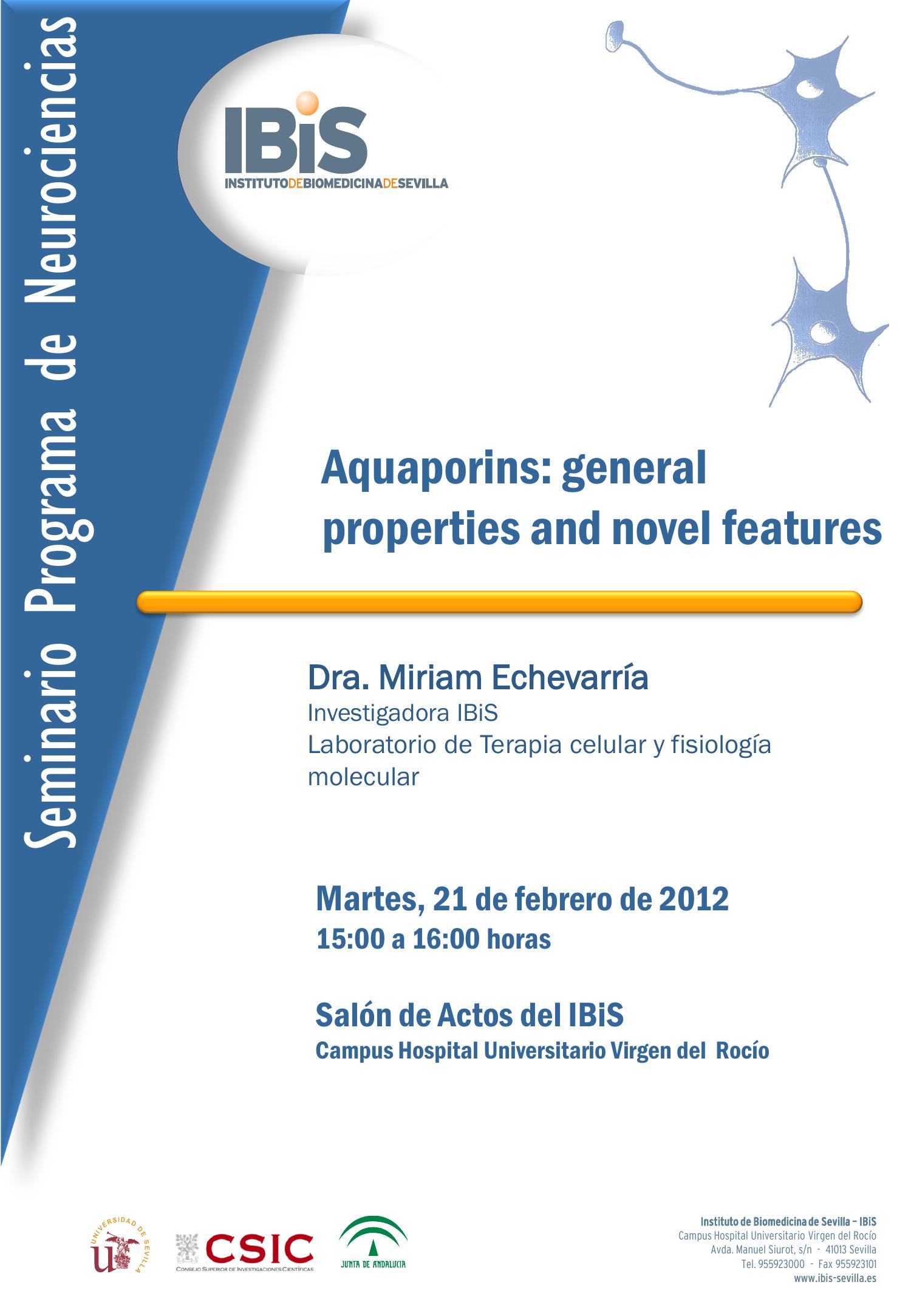 Poster: Aquaporins: general properties and novel features.