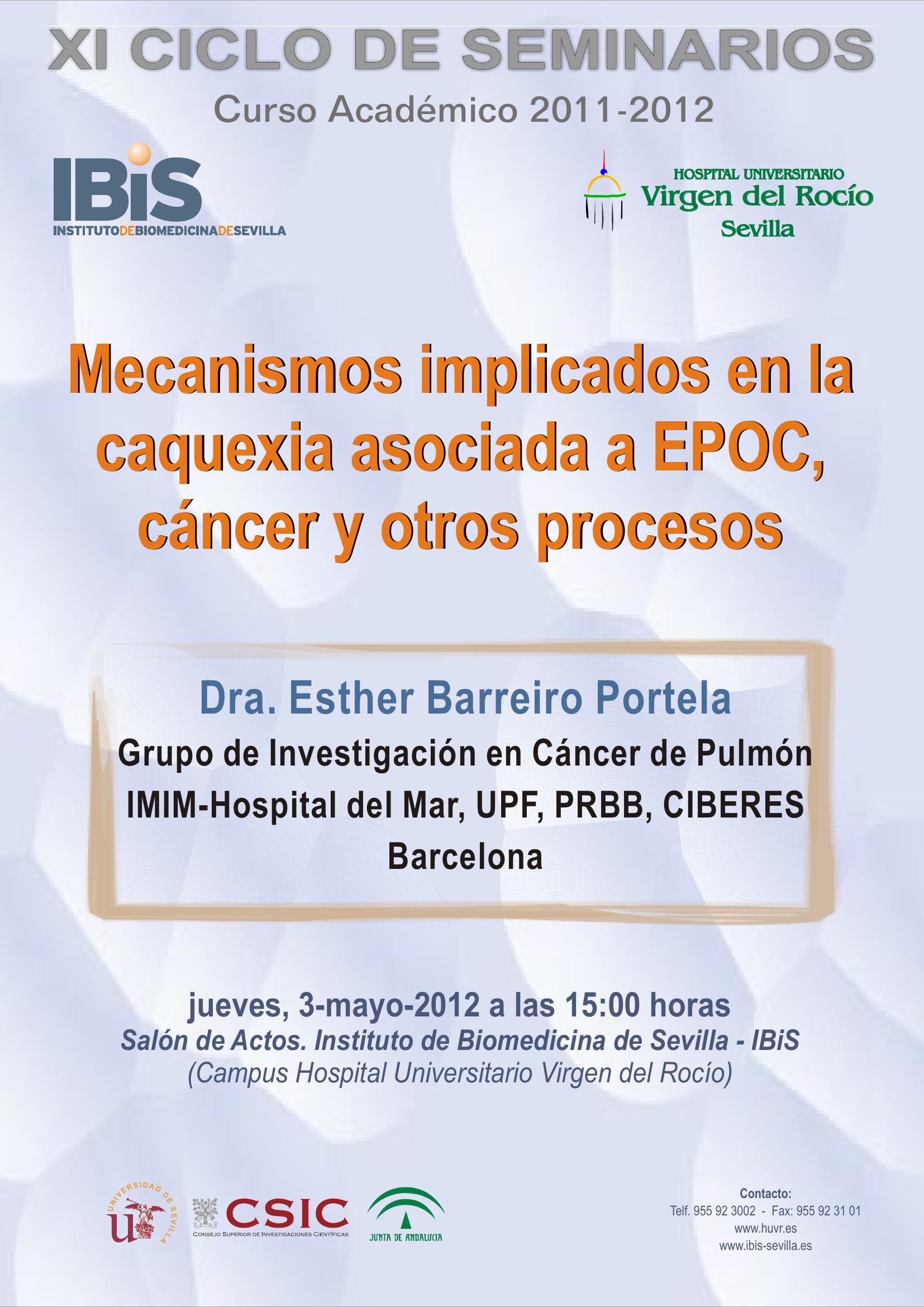 Poster: Mecanismos implicados en la caquexia asociada a EPOC, cáncer y otros procesos.