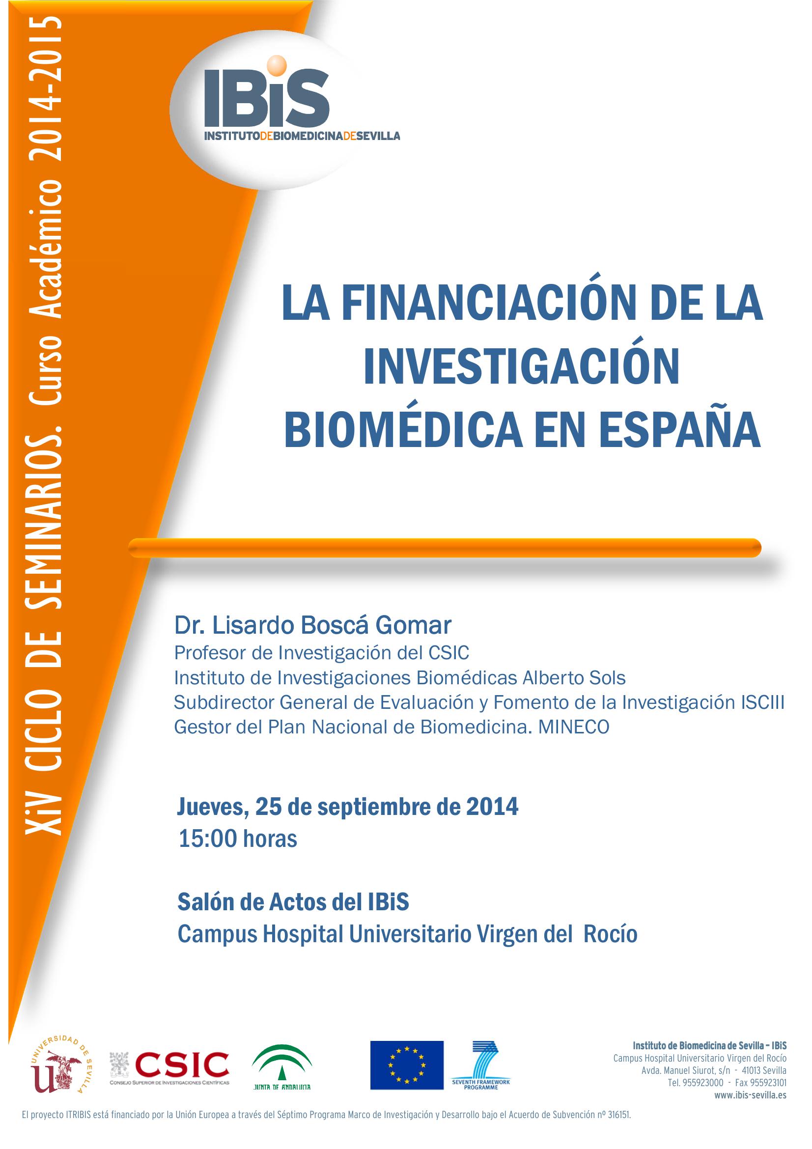Poster: LA FINANCIACIÓN DE LA INVESTIGACIÓN BIOMÉDICA EN ESPAÑA