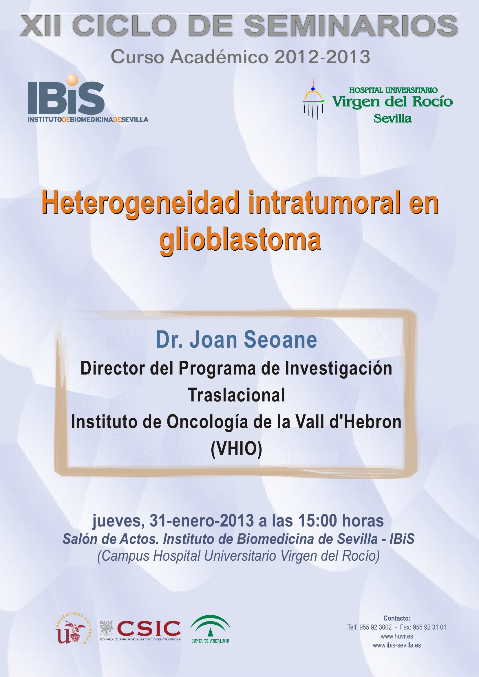 Poster: Heterogeneidad intratumoral en glioblastoma. CANCELADO