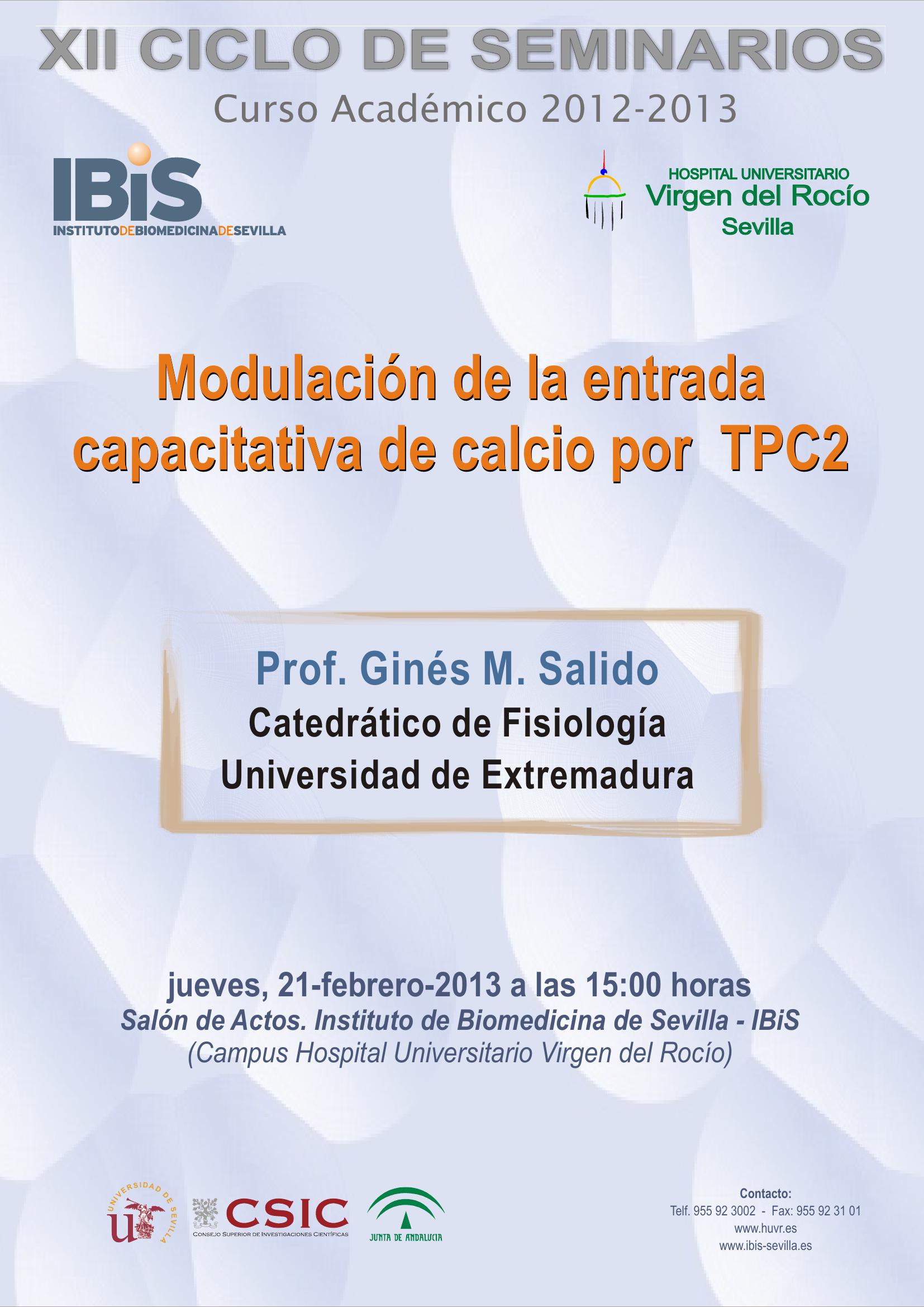 Poster: Modulación de la entrada capacitativa de calcio por TPC2.
