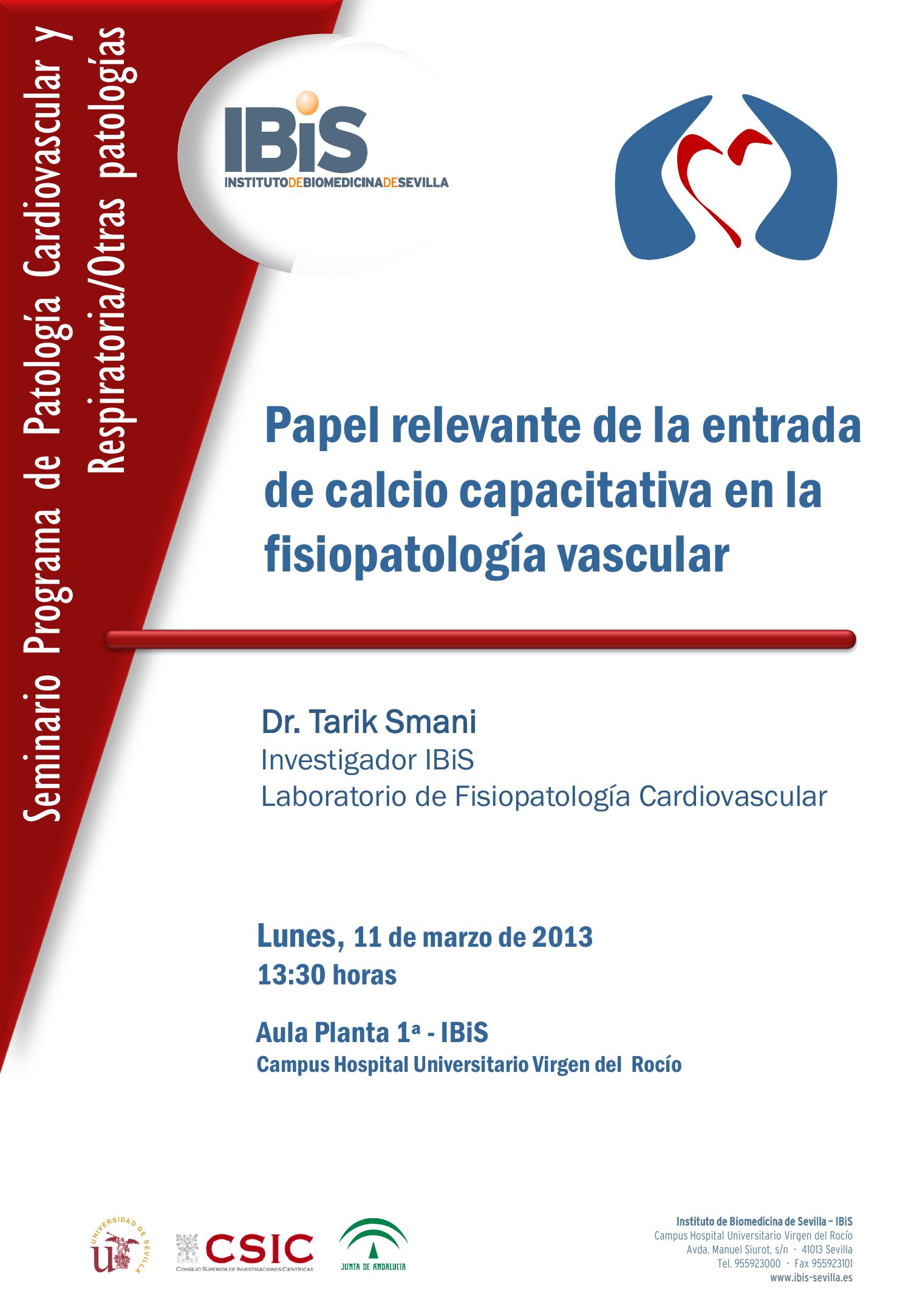 Poster: Papel relevante de la entrada de calcio capacitativa en la fisiopatología vascular.