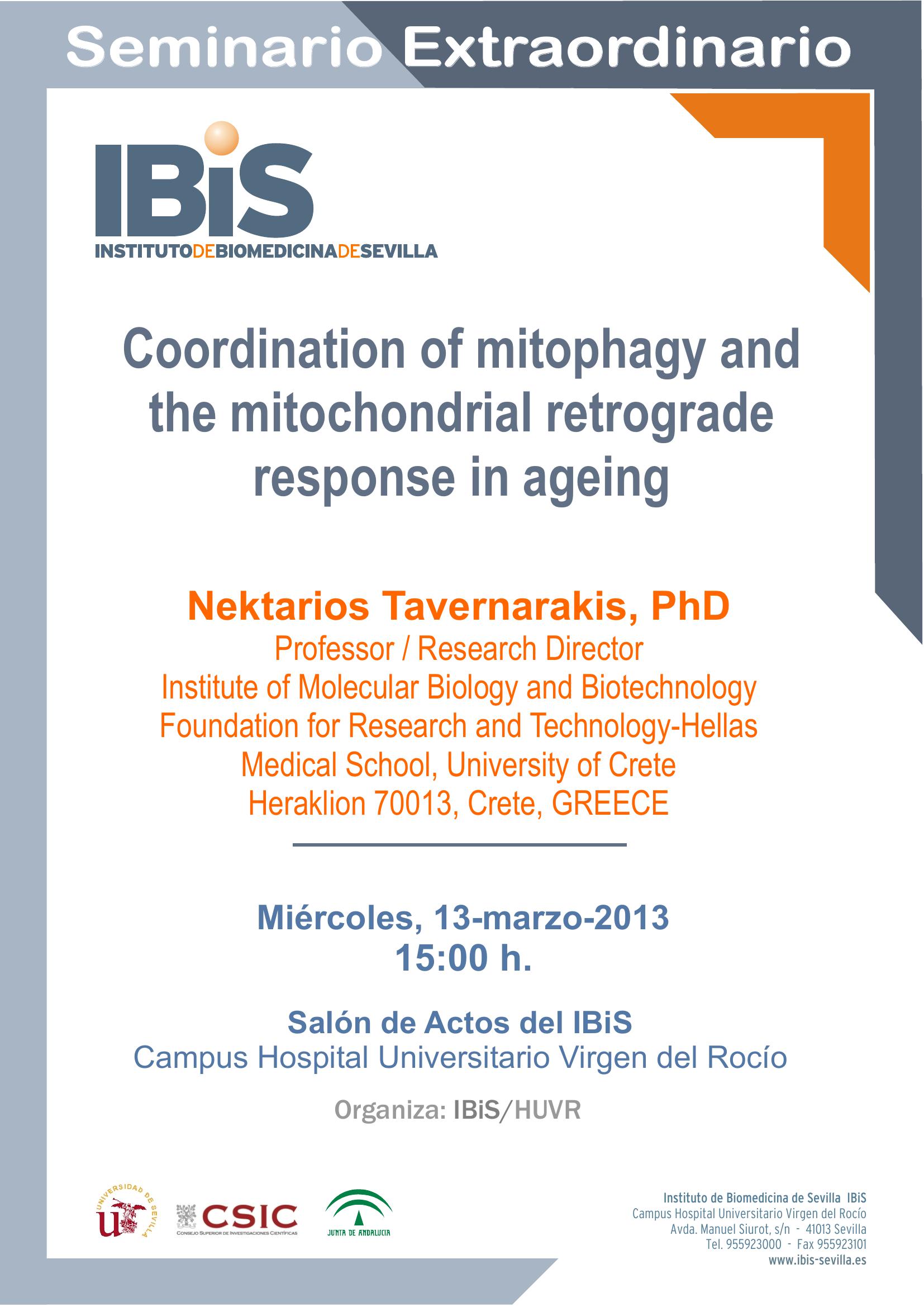 Poster: Coordination of mitophagy and the mitochondrial retrograde response in ageing.