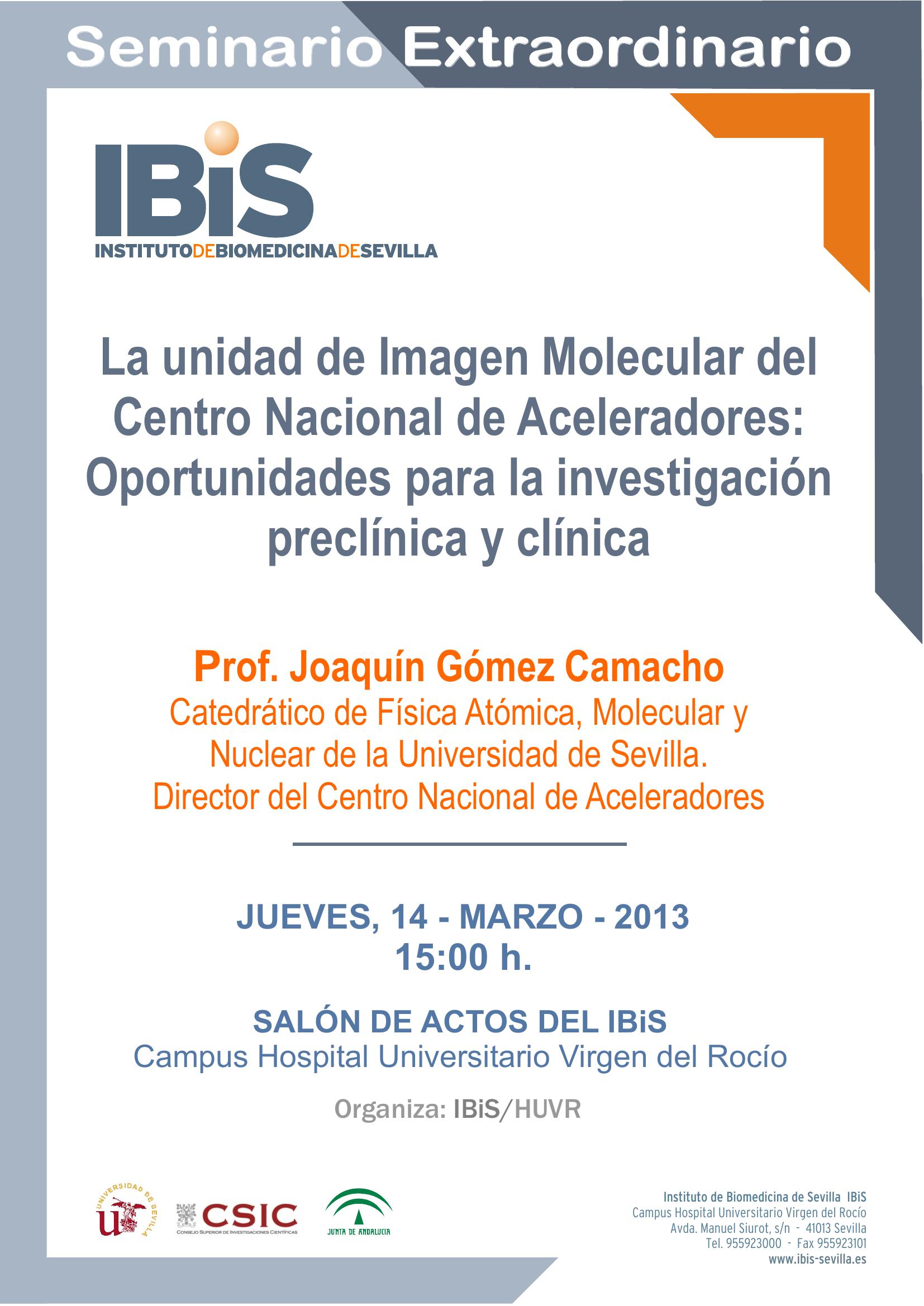 Poster: La unidad de Imagen Molecular del Centro Nacional de Aceleradores: Oportunidades para la investigación preclínica y clínica.
