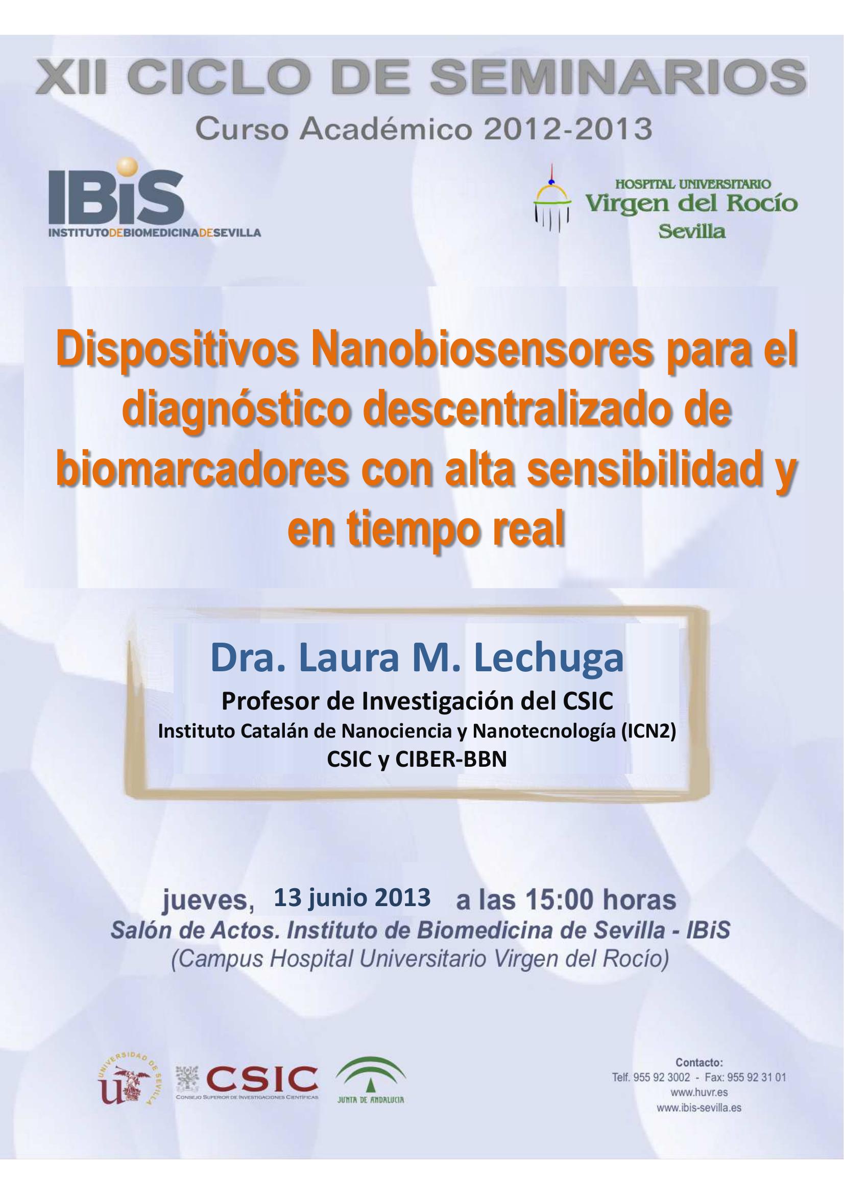 Poster: Dispositivos Nanobiosensores para el diagnóstico descentralizado de biomarcadores con alta sensibilidad y en tiempo real