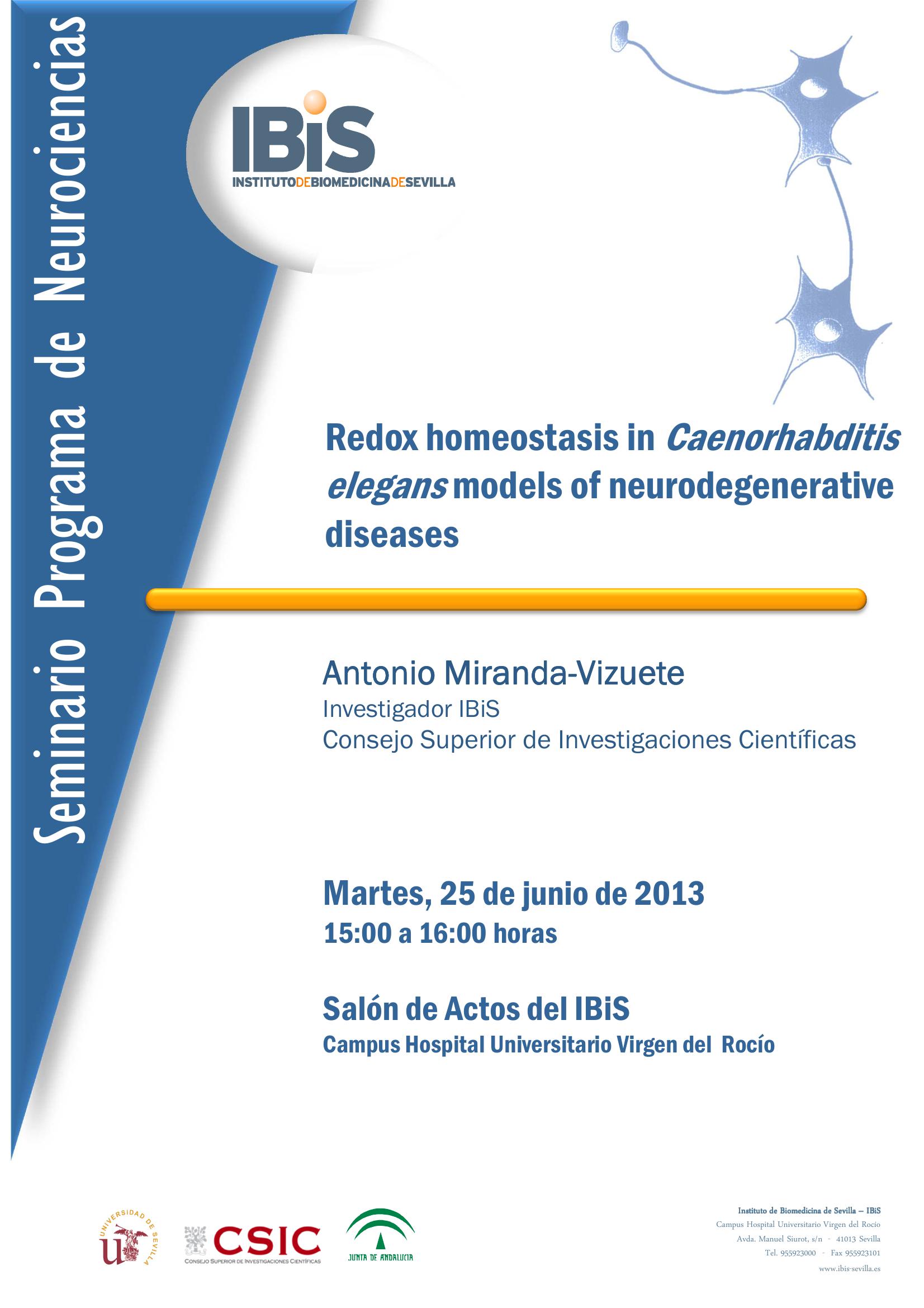 Poster: Redox homeostasis in Caenorhabditis elegans models of neurodegenerative diseases