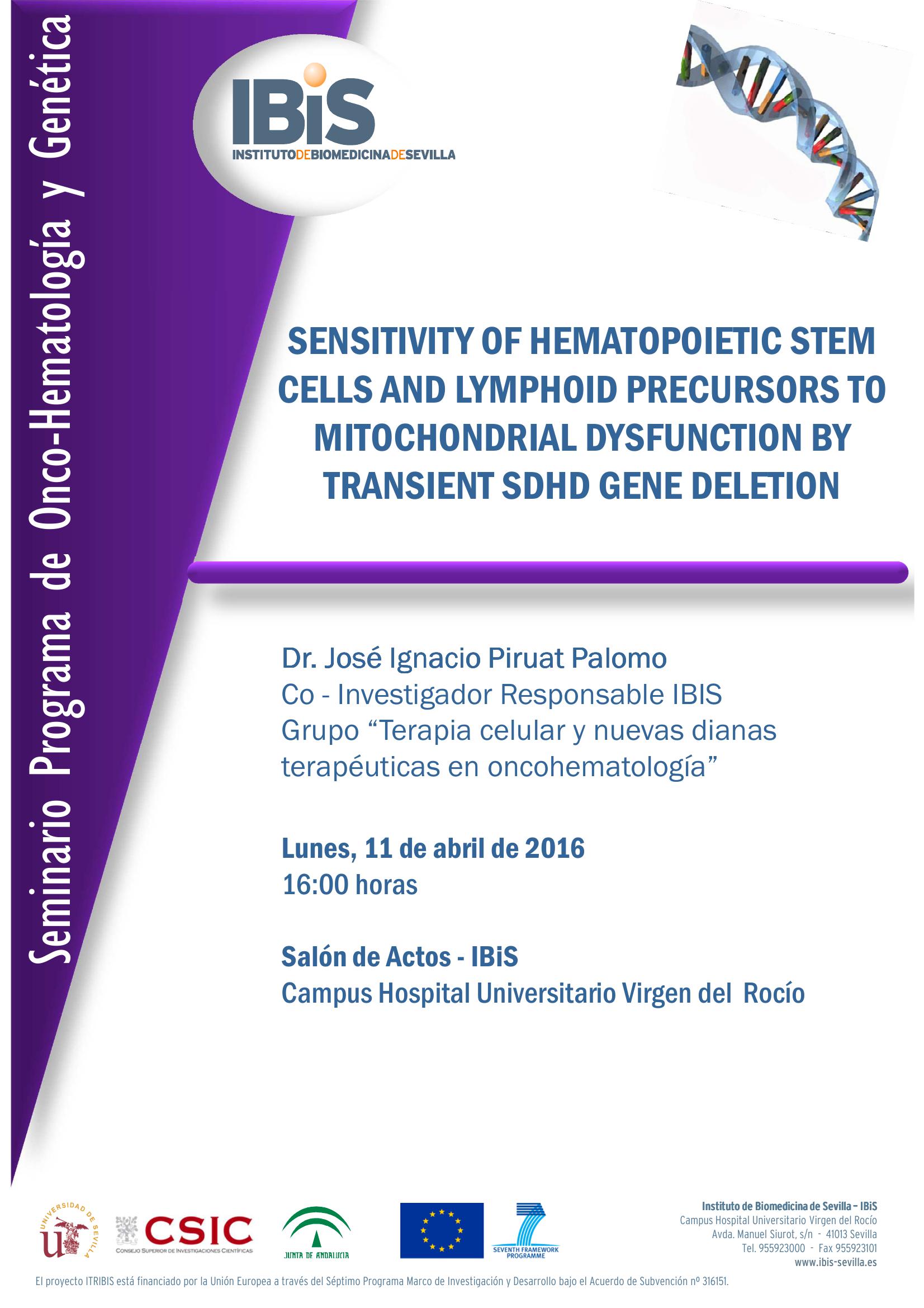 Poster: SENSITIVITY OF HEMATOPOIETIC STEM CELLS AND LYMPHOID PRECURSORS TO MITOCHONDRIAL DYSFUNCTION BY TRANSIENT SDHD GENE DELETION