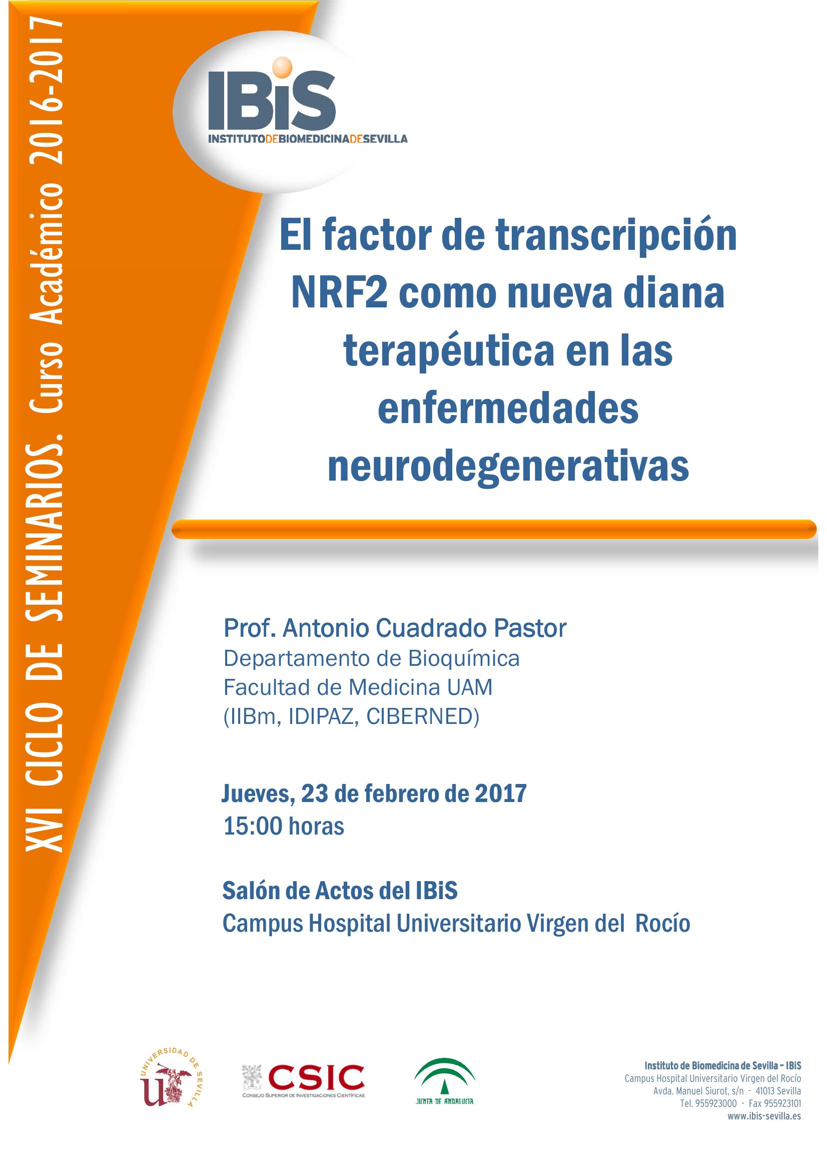 Poster: El factor de transcripción NRF2 como nueva diana terapéutica en las enfermedades neurodegenerativas