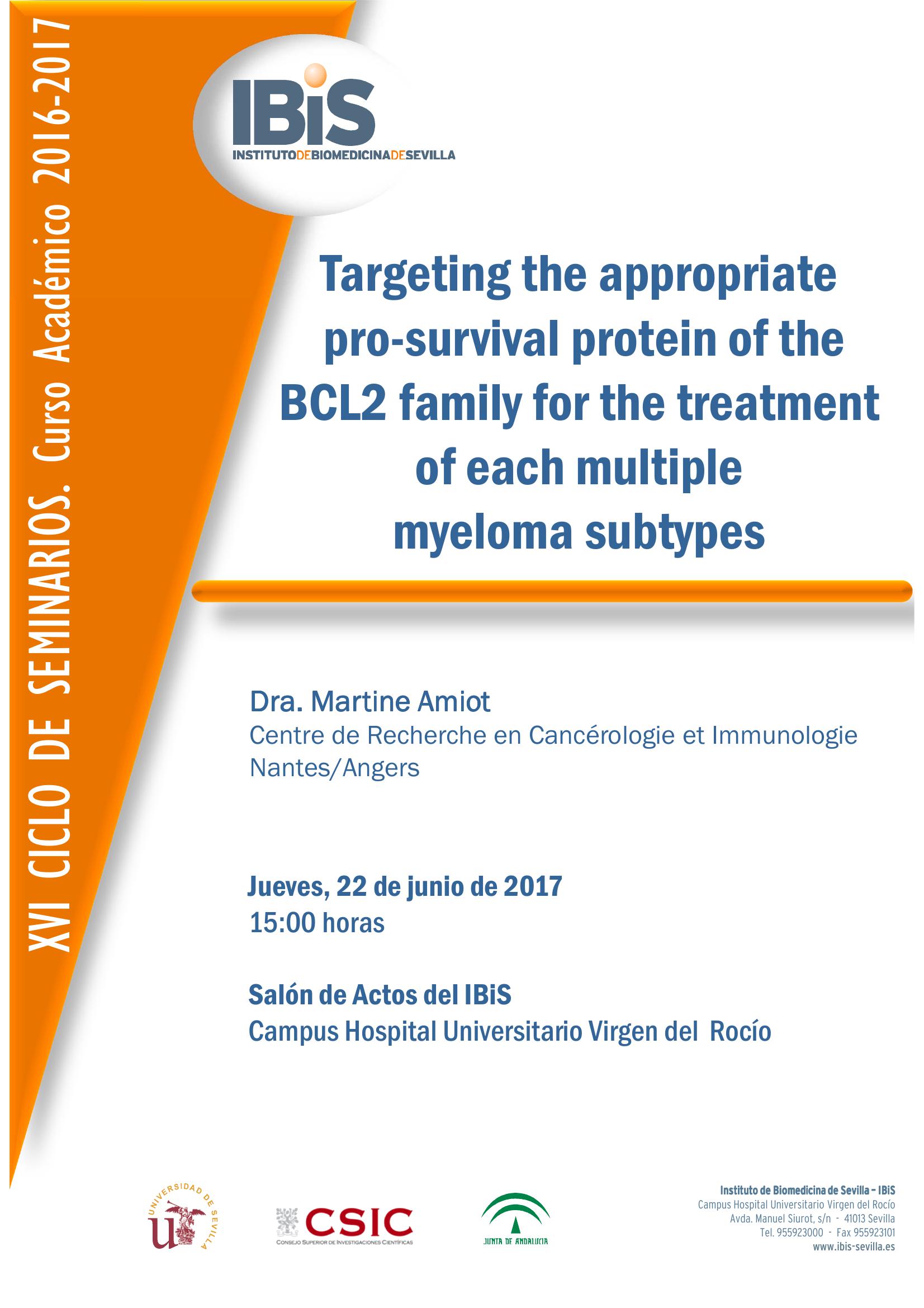 Poster: Targetine the appropriate pro-survival protein of the BCL2 family for the treatment of each multiple myeloma subtypes