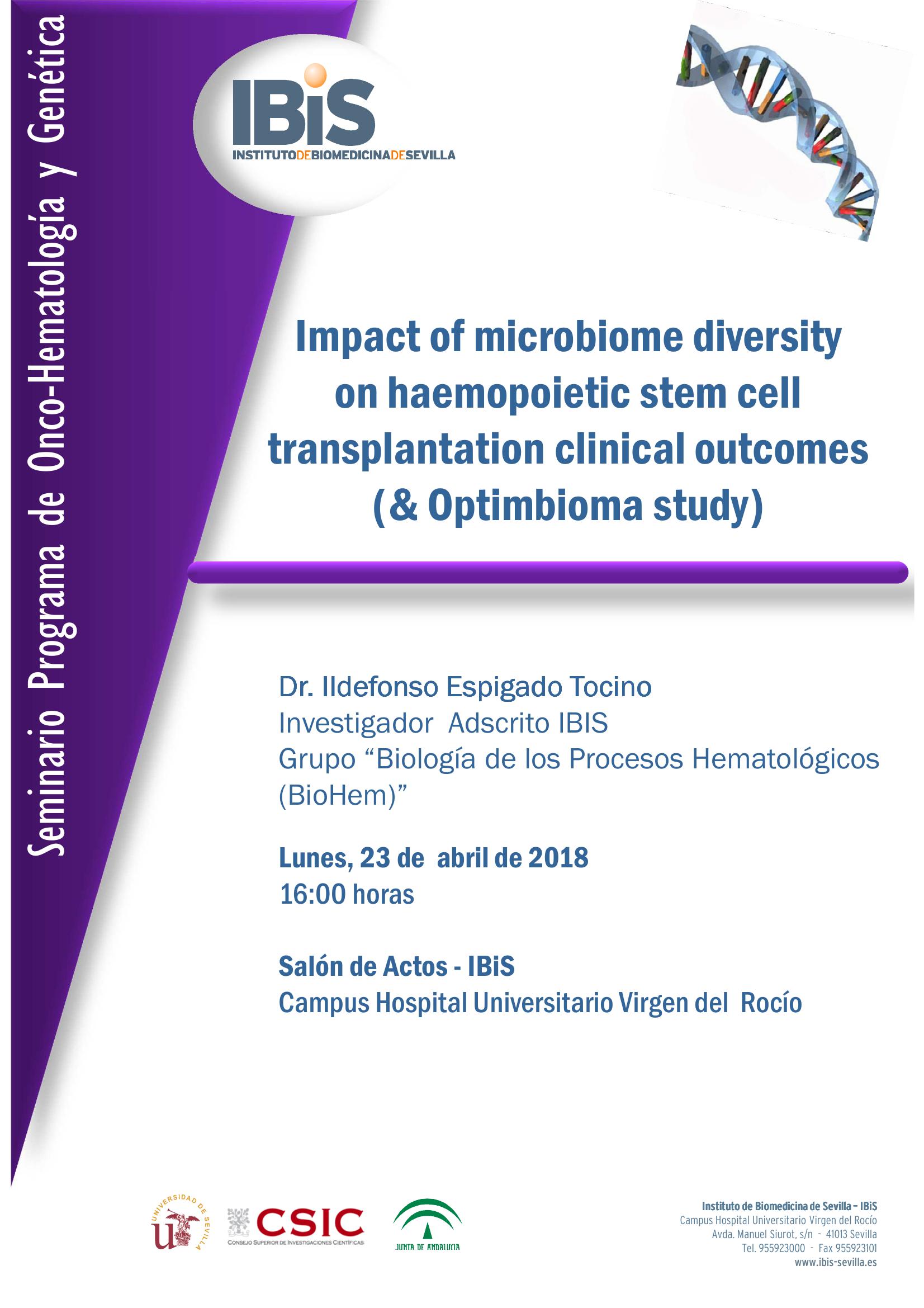 Poster: Impact of microbiome diversity  on haemopoietic stem cell transplantation clinical outcomes (& Optimbioma study)