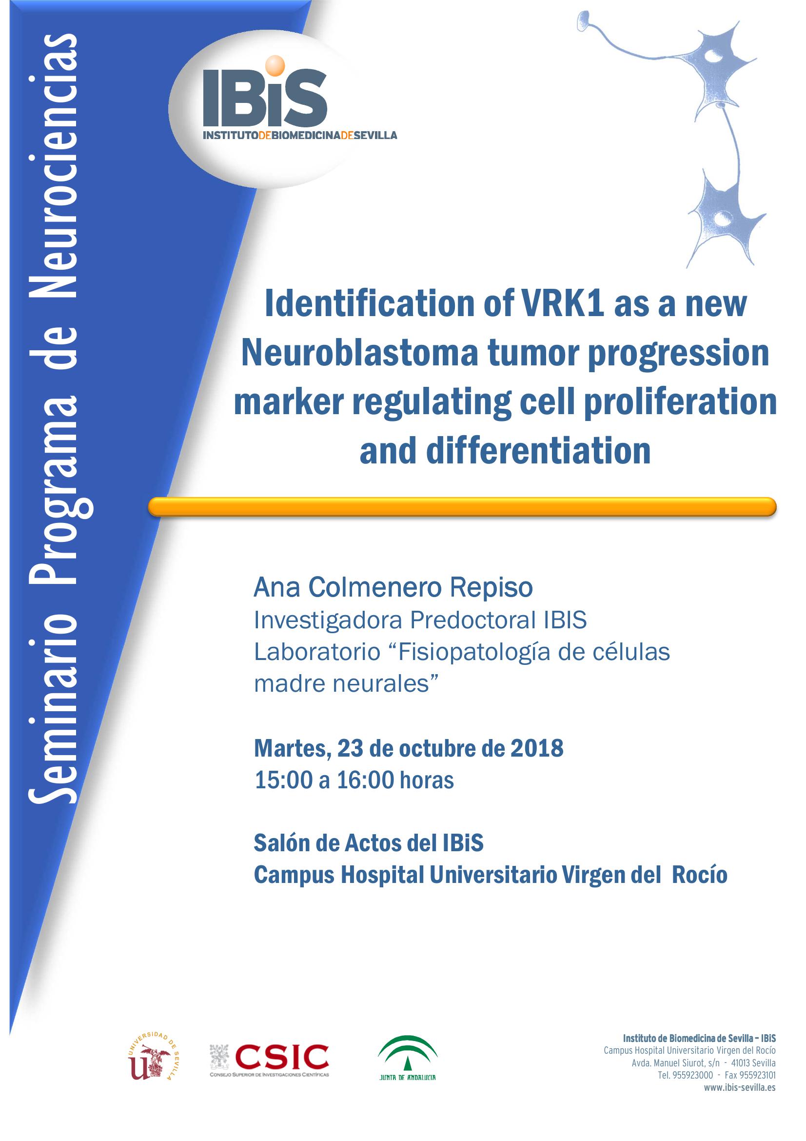 Poster: Identification of VRK1 as a new Neuroblastoma tumor progression marker regulating cell proliferation and differentiation