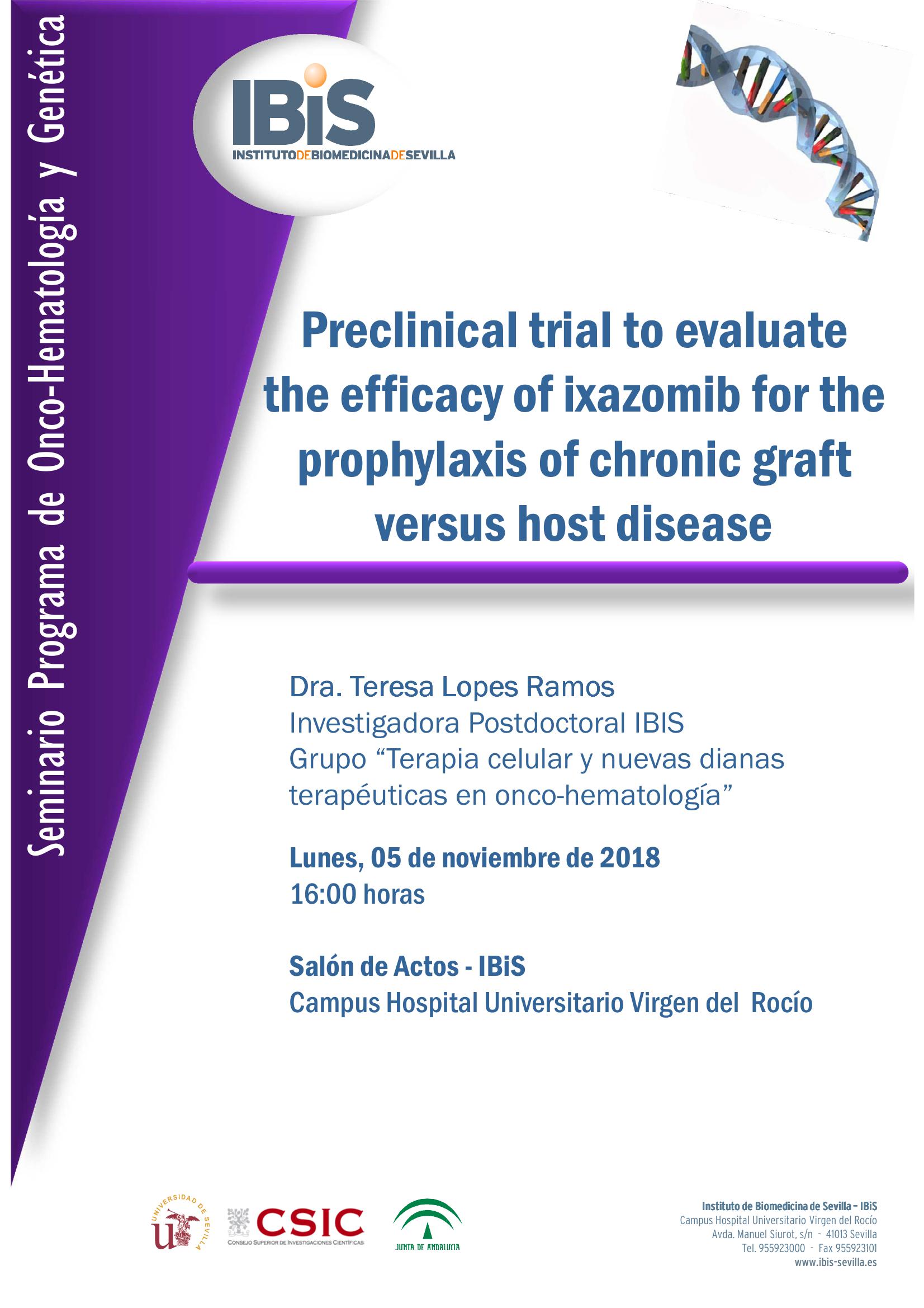 Poster: Preclinical trial to evaluate the efficacy of ixazomib for the prophylaxis of chronic graft versus host disease