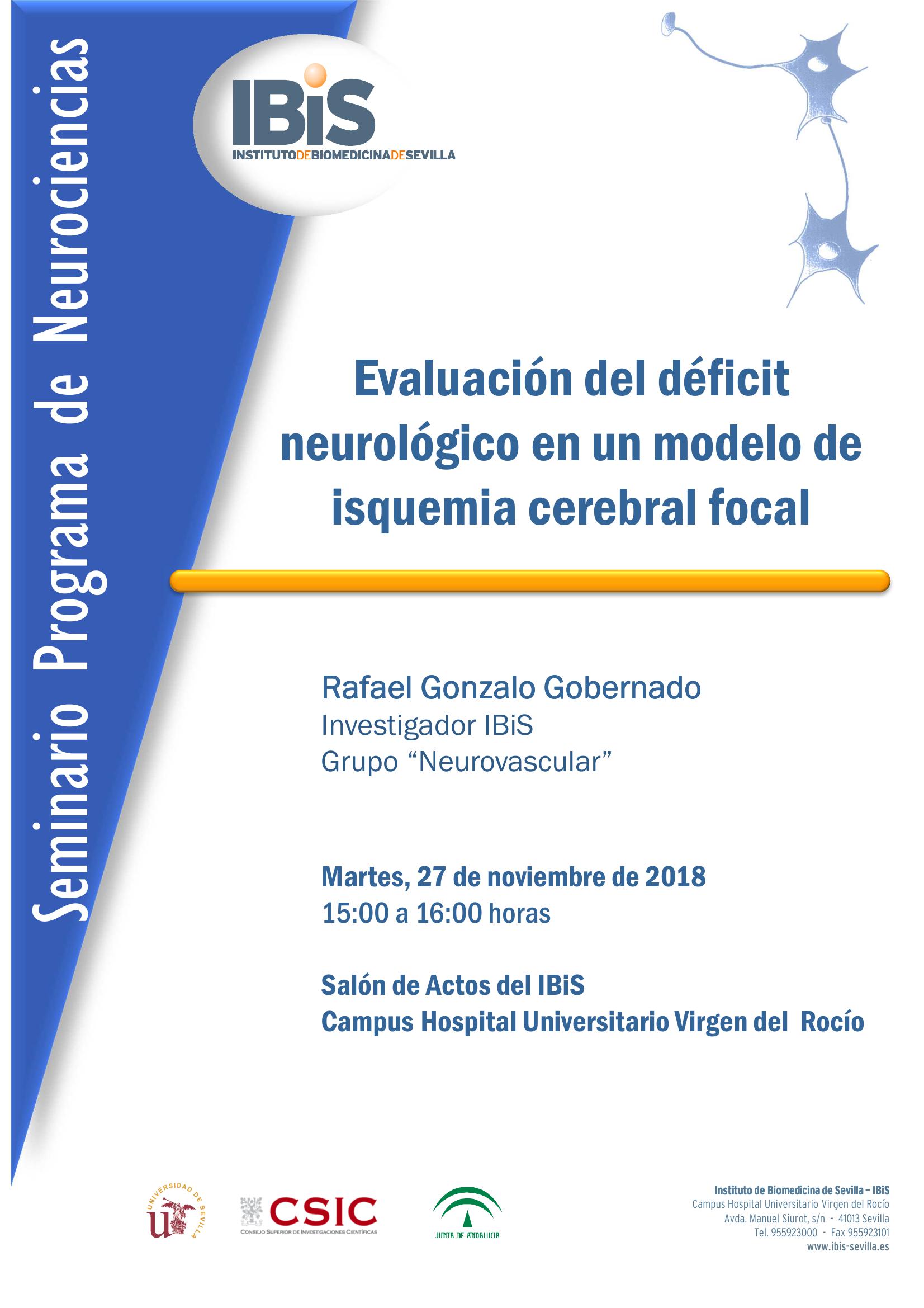 Poster: Evaluación del déficit neurológico en un modelo de isquemia cerebral focal
