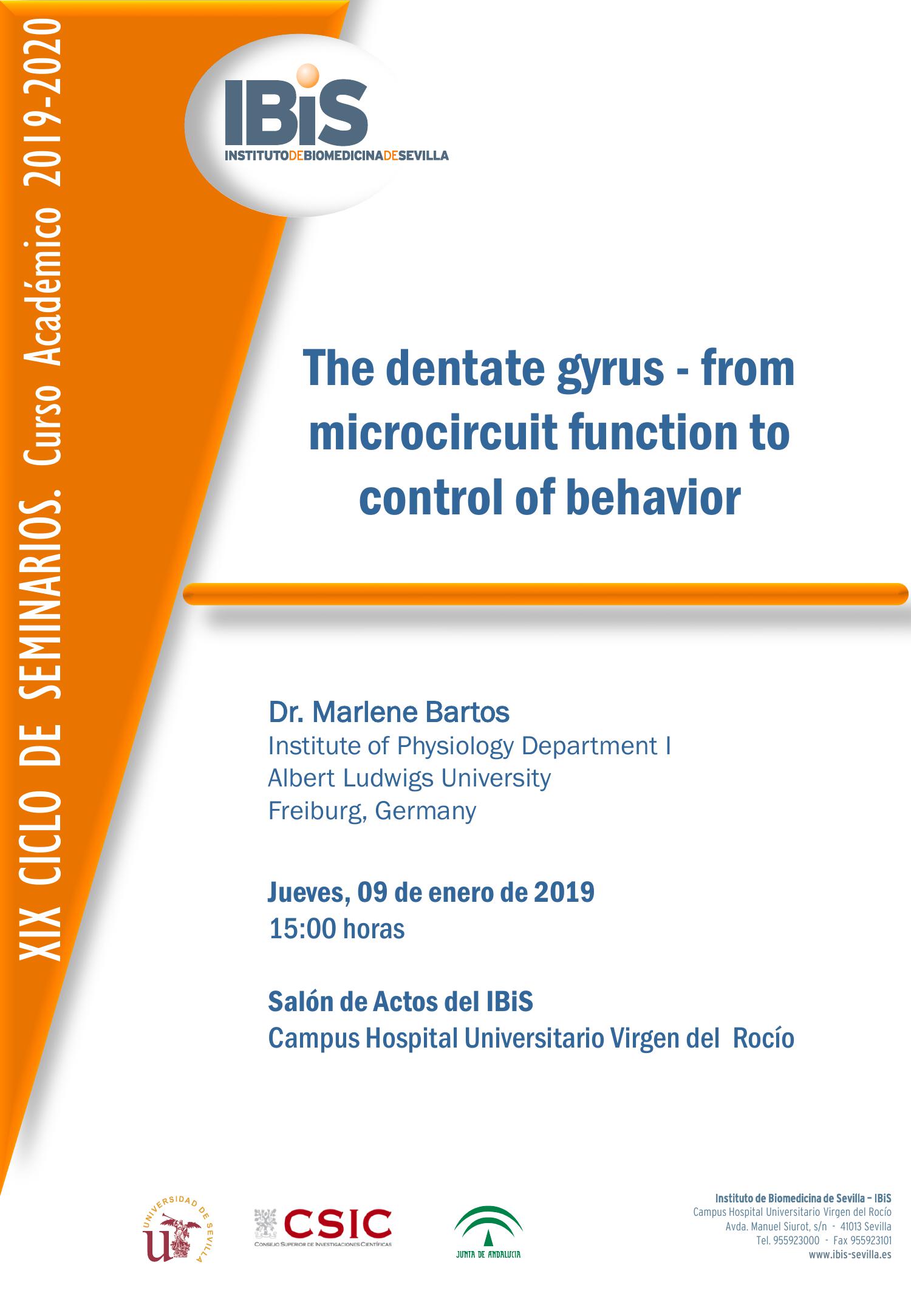 Poster: The dentate gyrus - from microcircuit function to control of behavior