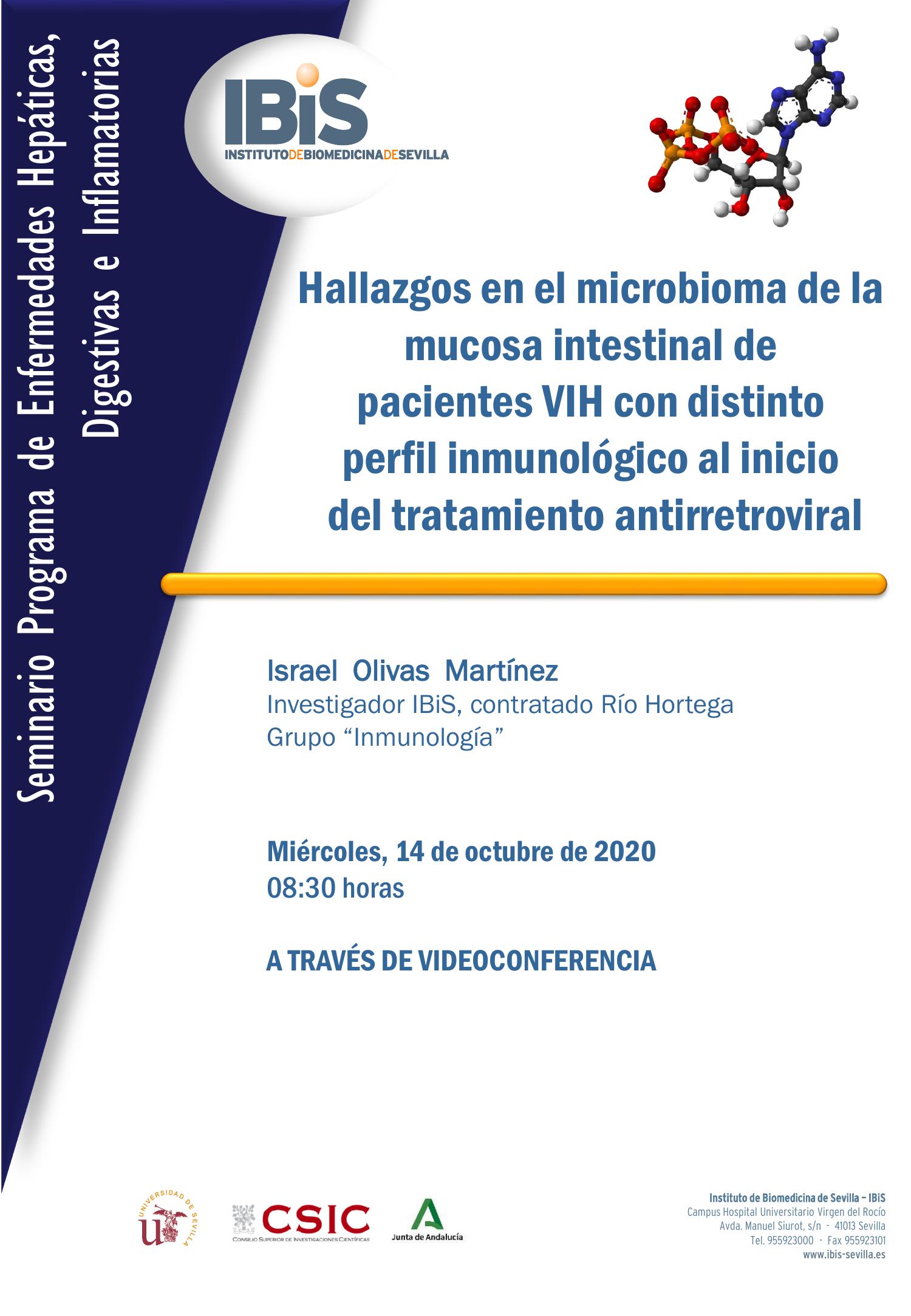 Poster: Hallazgos en el microbioma de la mucosa intestinal de  pacientes VIH con distinto  perfil inmunológico al inicio  del tratamiento antirretroviral