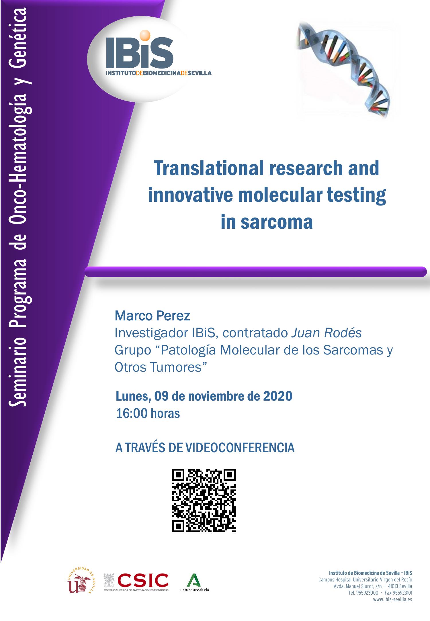 Poster: Translational research and innovative molecular testing  in sarcoma