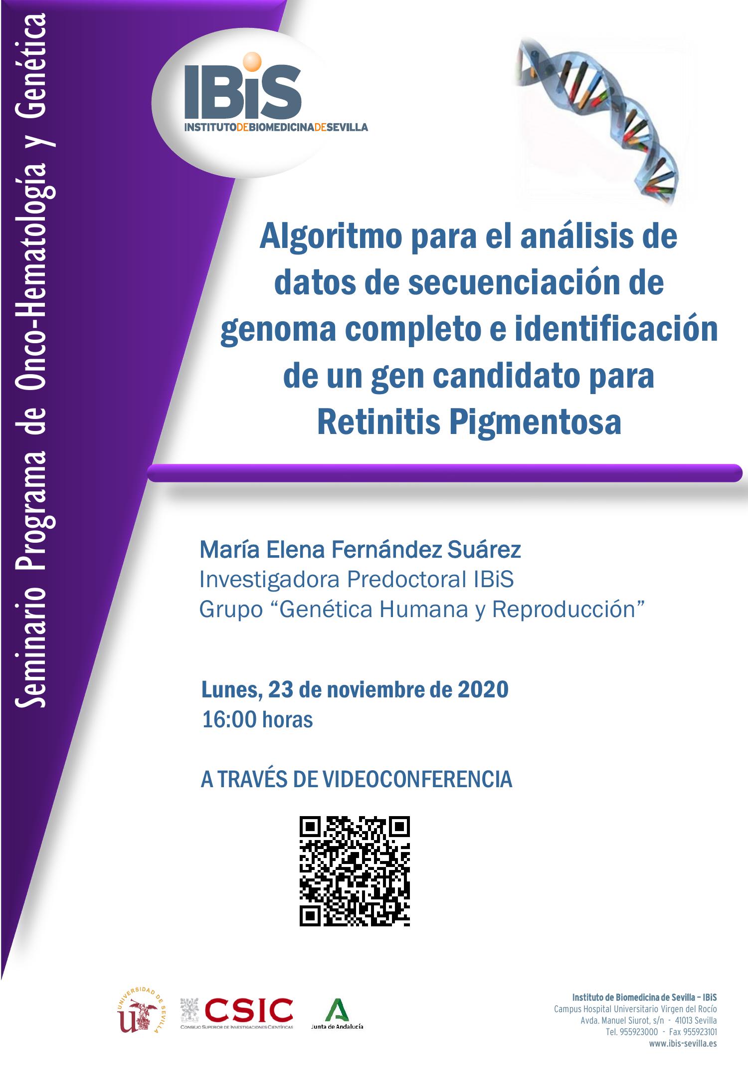 Poster: Algoritmo para el análisis de datos de secuenciación de genoma completo e identificación de un gen candidato para Retinitis Pigmentosa