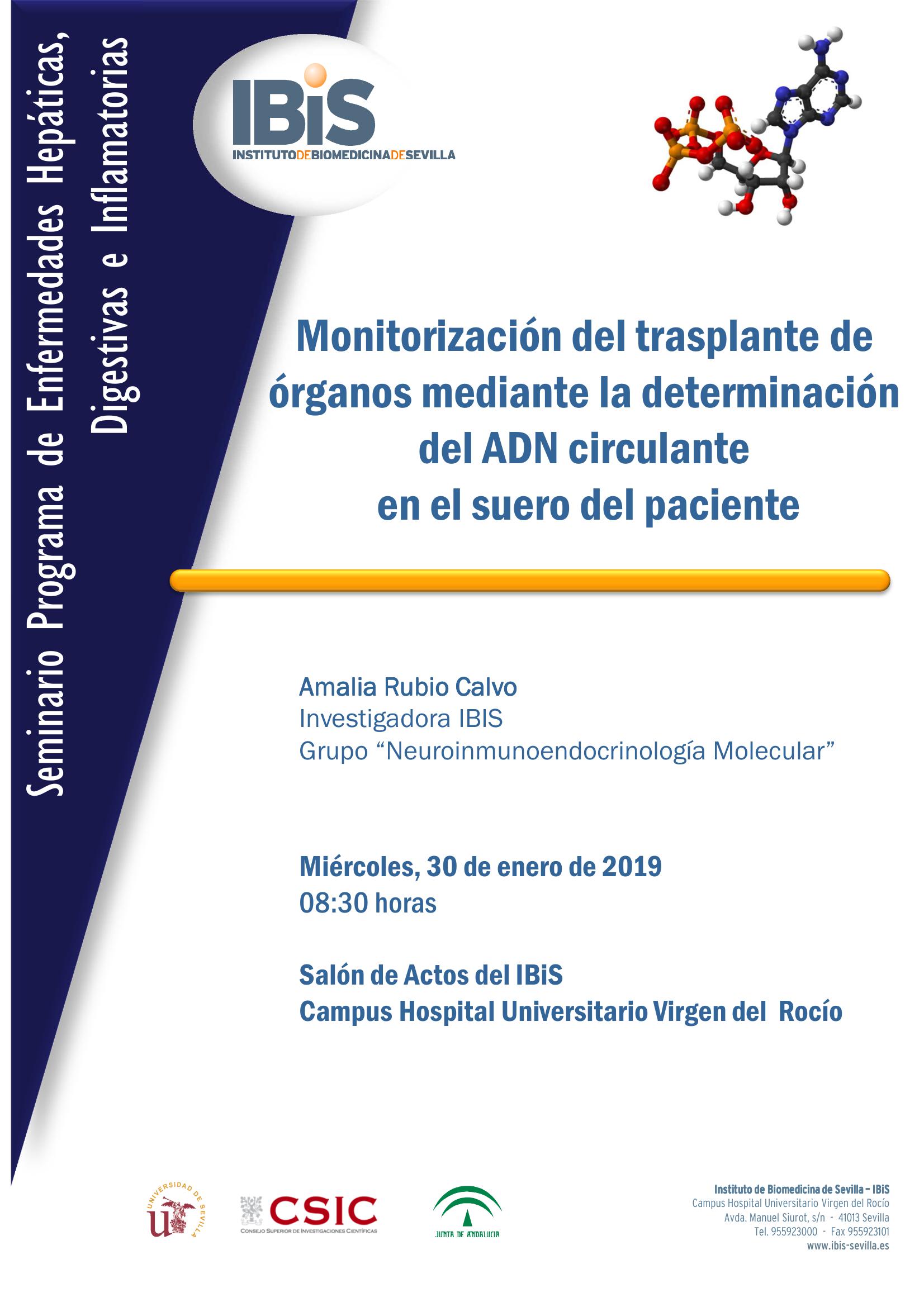 Poster: Monitorización del trasplante de órganos mediante la determinación del ADN circulante  en el suero del paciente