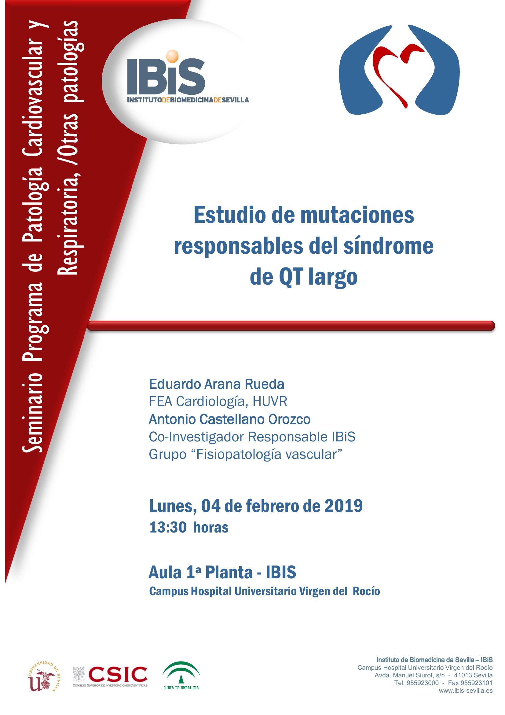 Poster: Estudio de mutaciones responsables del síndrome  de QT largo