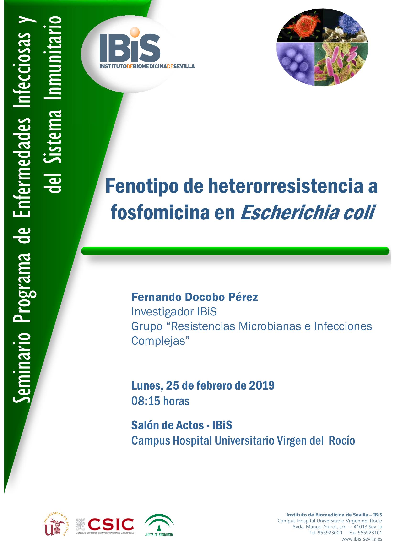 Poster: Fenotipo de heterorresistencia a fosfomicina en Escherichia coli