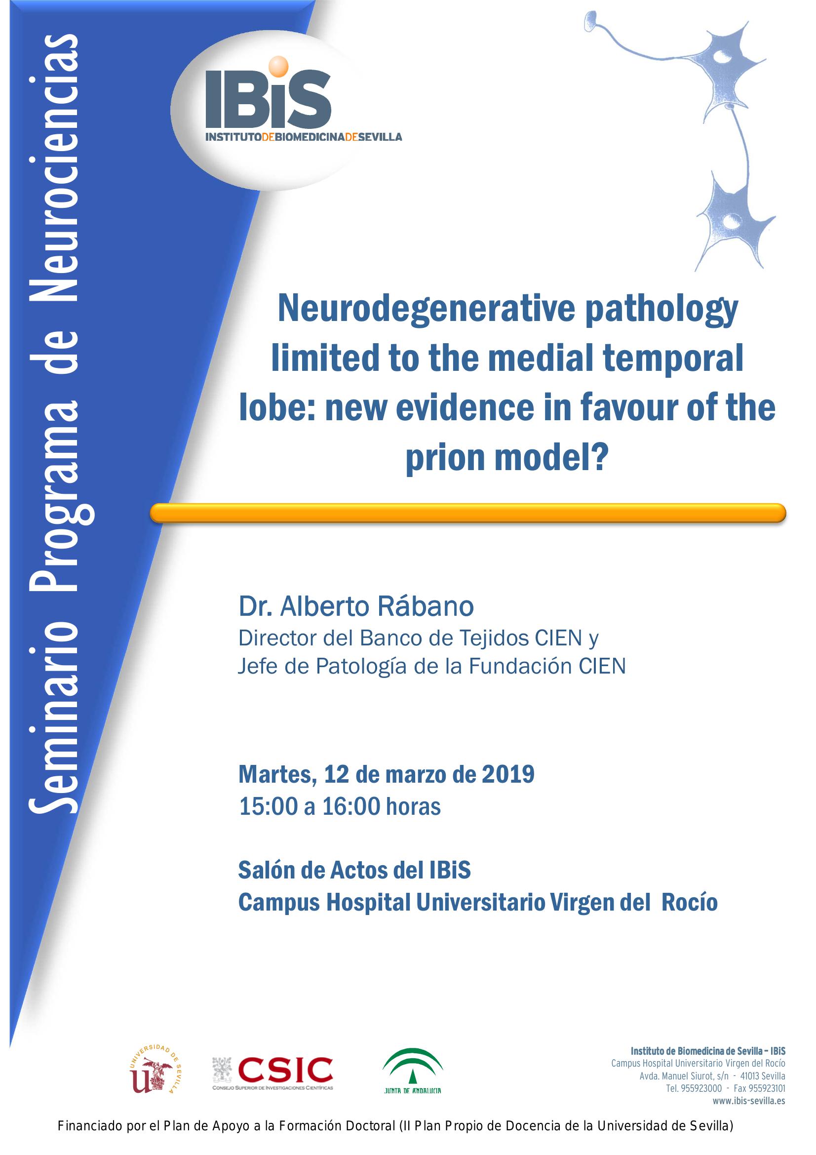 Poster: Neurodegenerative pathology limited to the medial temporal lobe: new evidence in favour of the prion model?