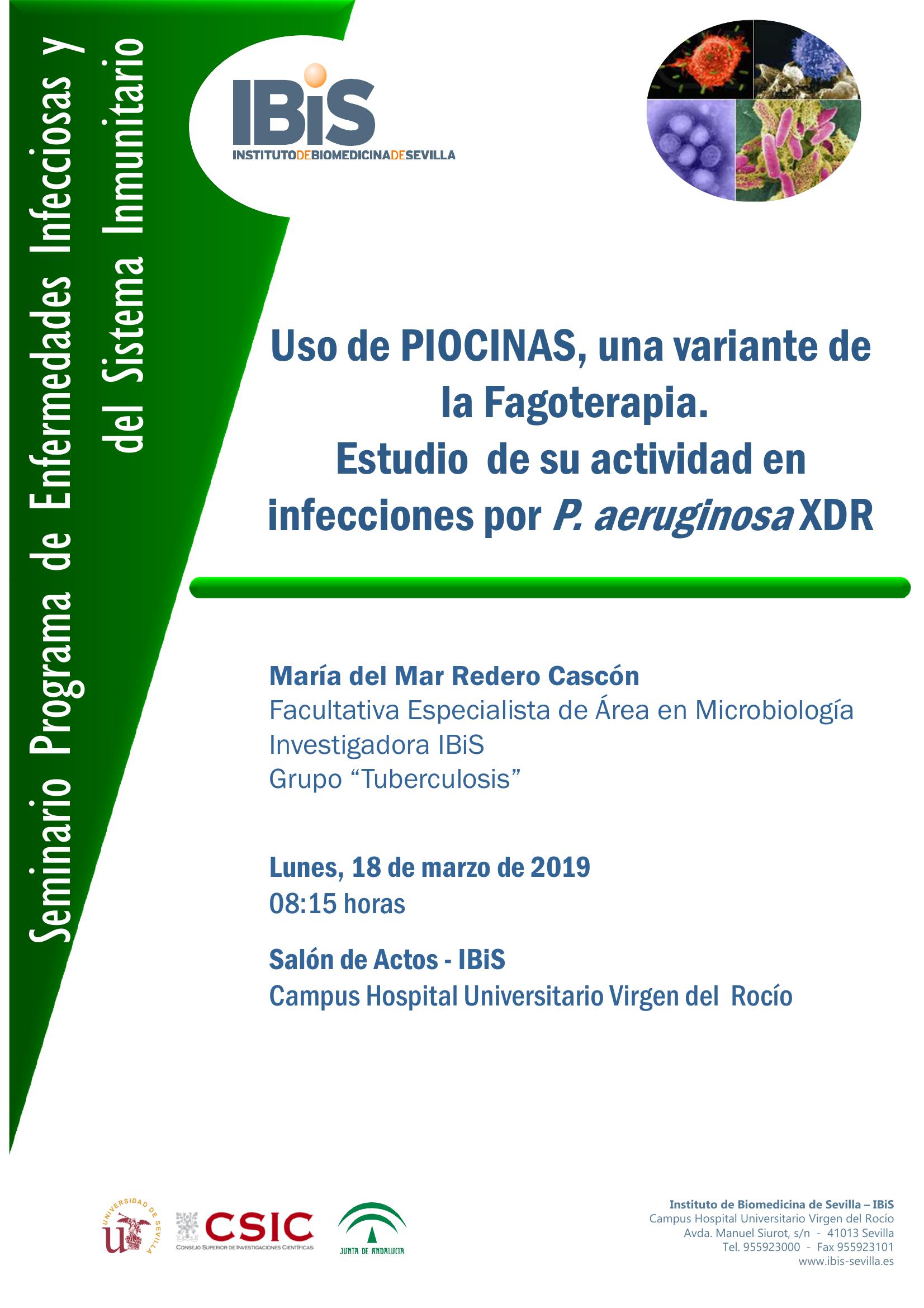 Poster: Uso de PIOCINAS, una variante de  la Fagoterapia.  Estudio  de su actividad en  infecciones por P. aeruginosa XDR