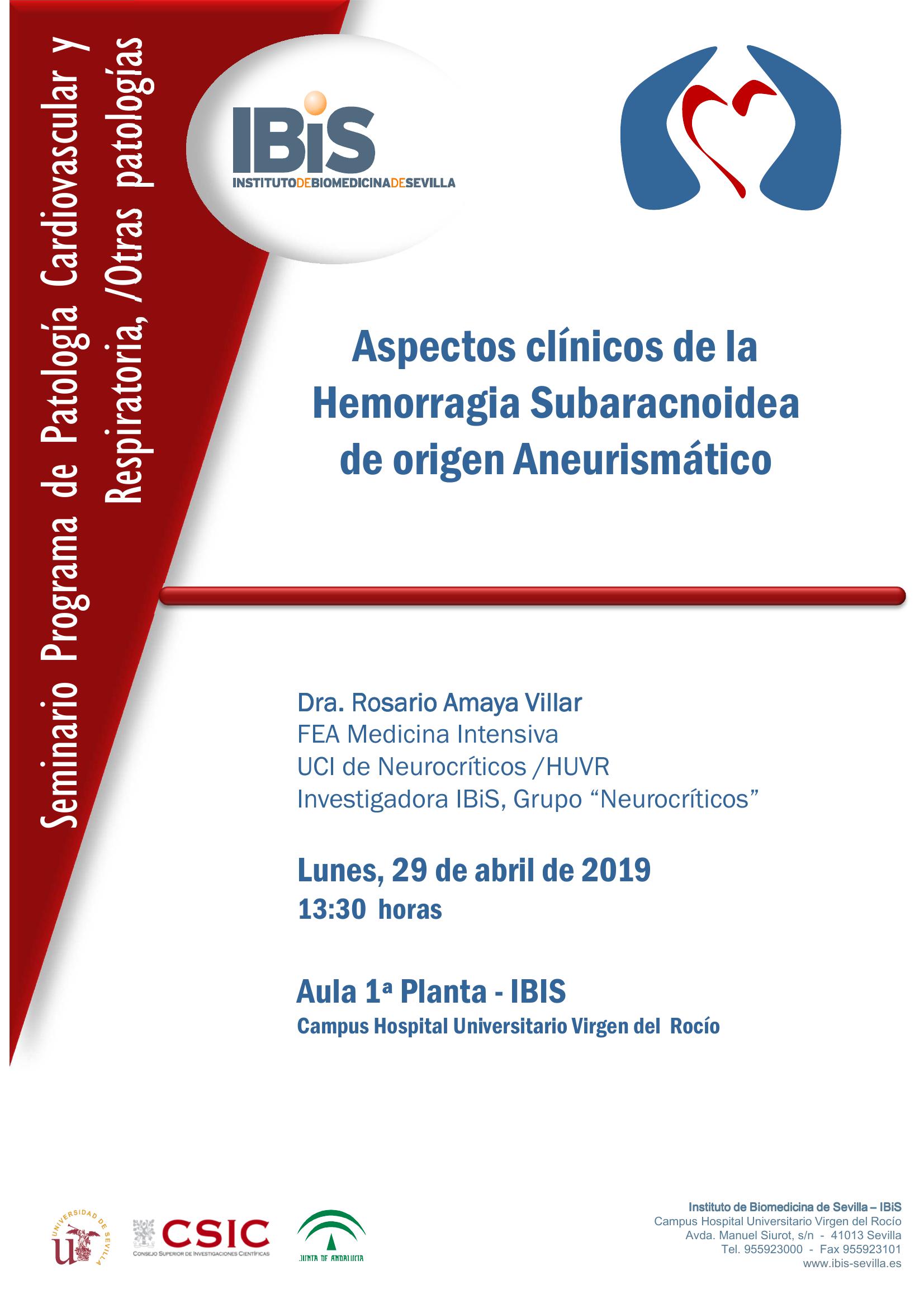 Poster: Aspectos clínicos de la Hemorragia Subaracnoidea  de origen Aneurismático