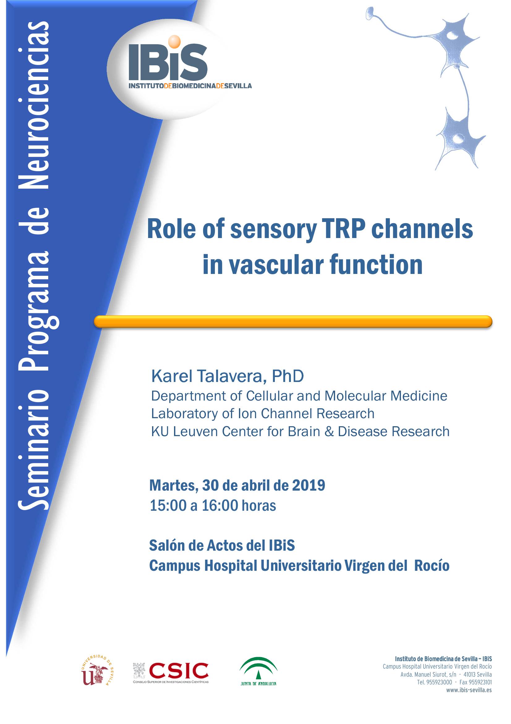 Poster: Role of sensory TRP channels  in vascular function