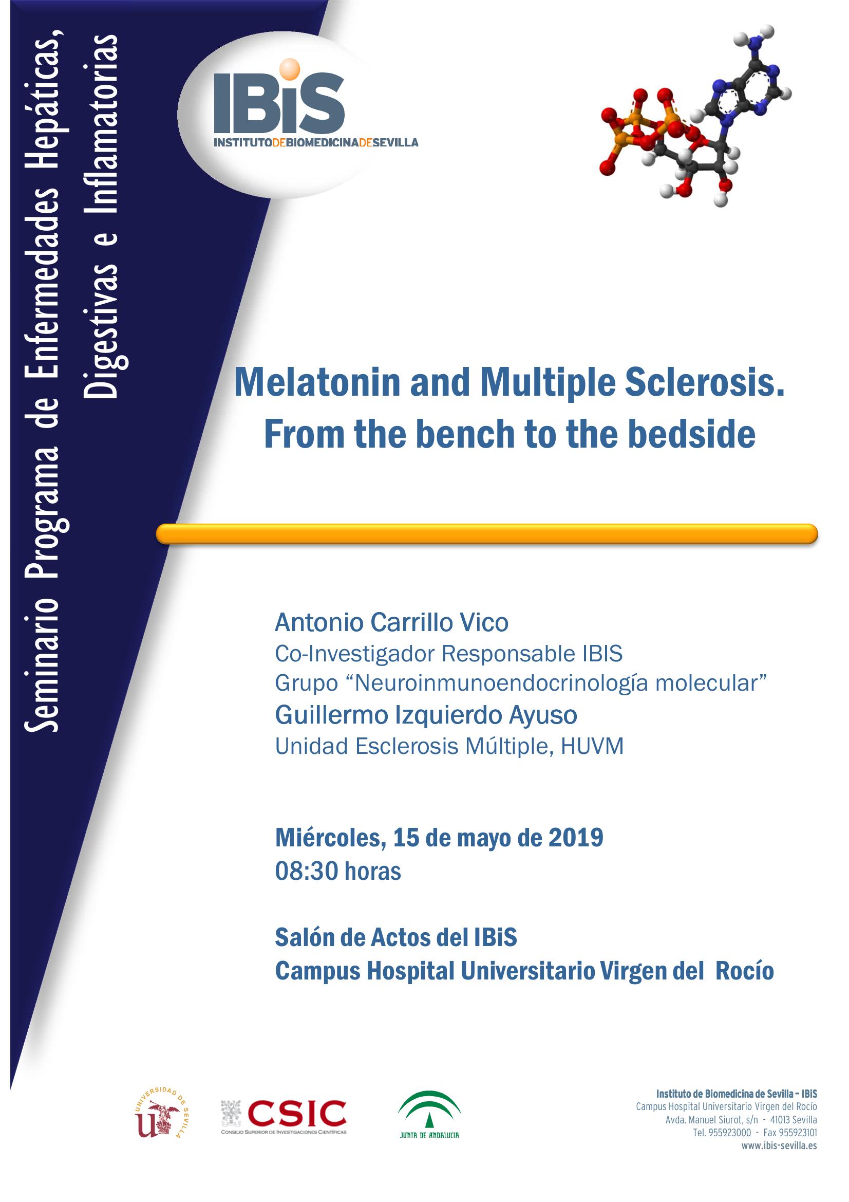 Poster: Melatonin and Multiple Sclerosis.  From the bench to the bedside