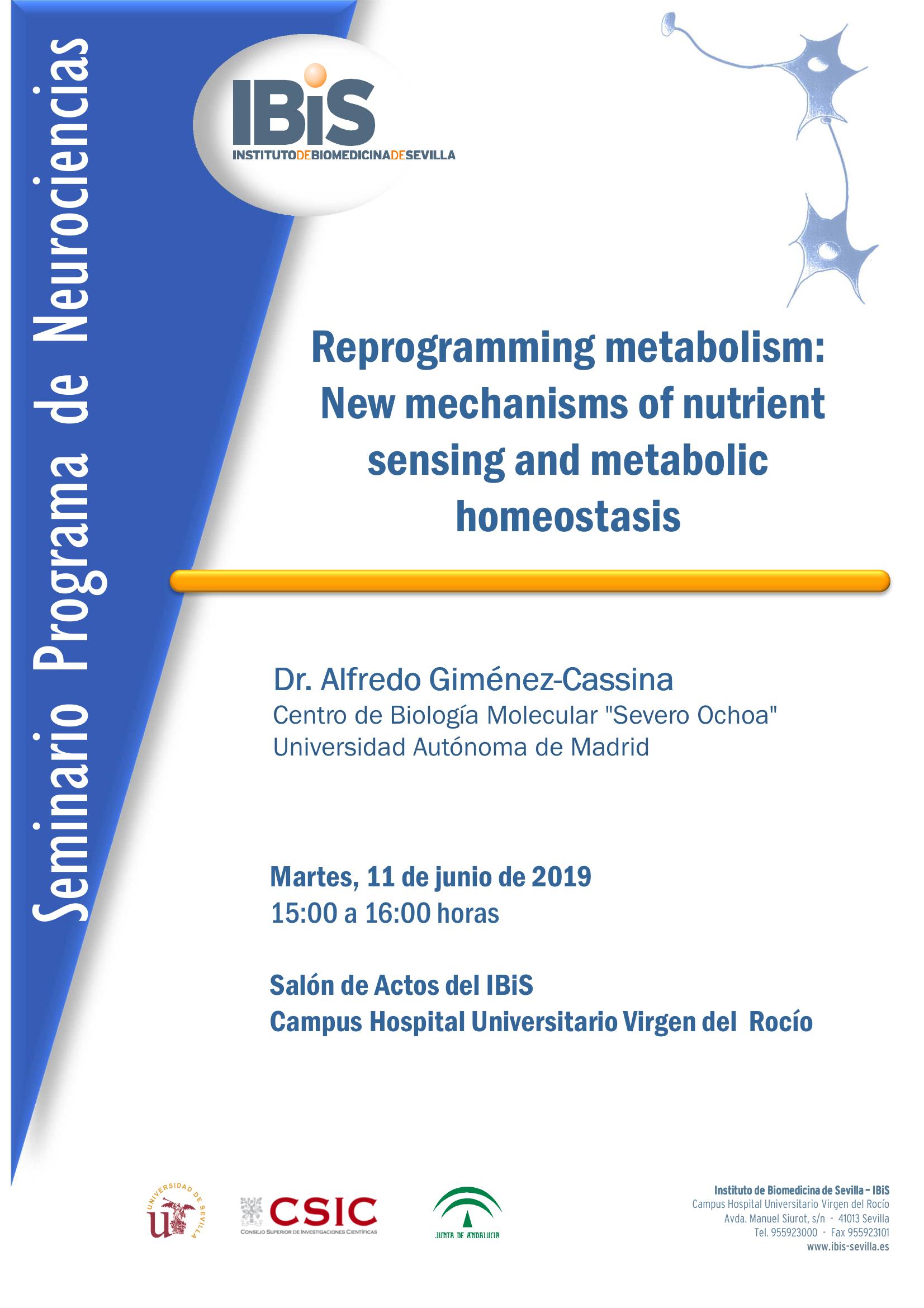 Poster: Reprogramming metabolism:  New mechanisms of nutrient sensing and metabolic homeostasis