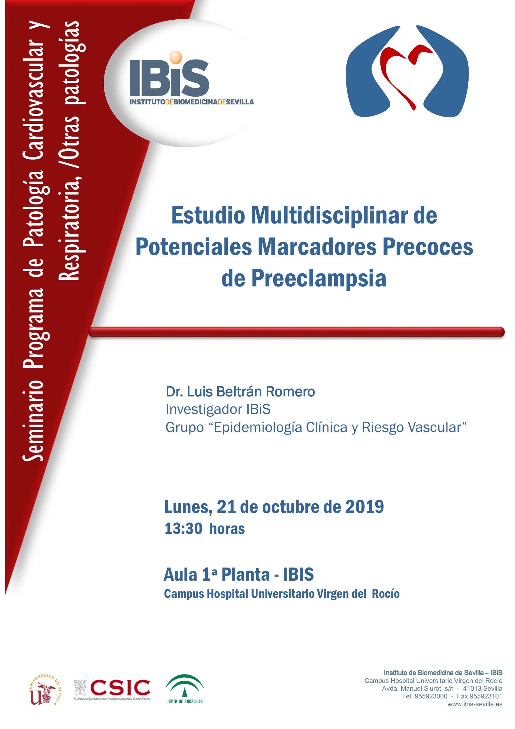 Poster: Estudio Multidisciplinar de Potenciales Marcadores Precoces  de Preeclampsia