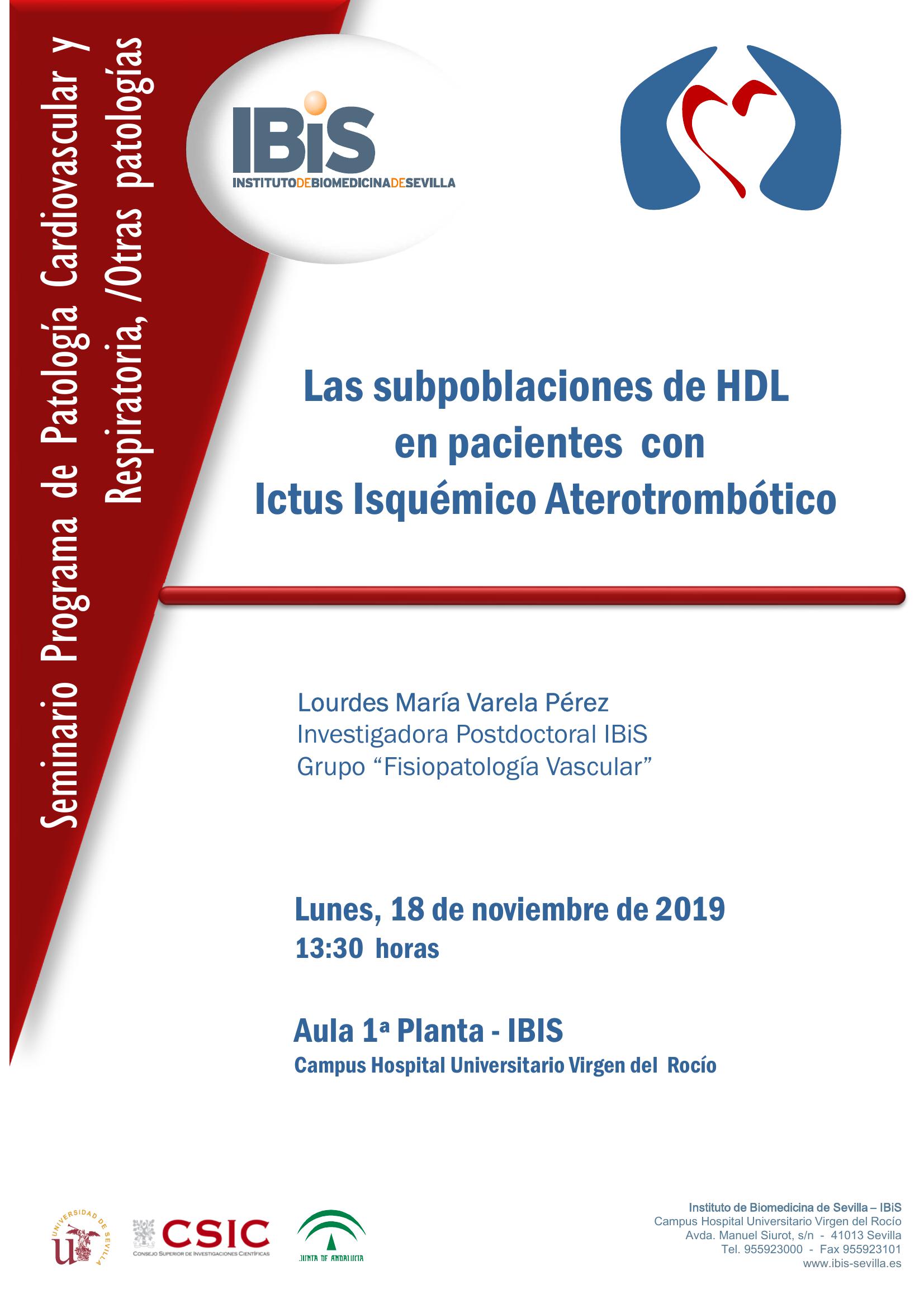 Poster: Las subpoblaciones de HDL  en pacientes  con  Ictus Isquémico Aterotrombótico