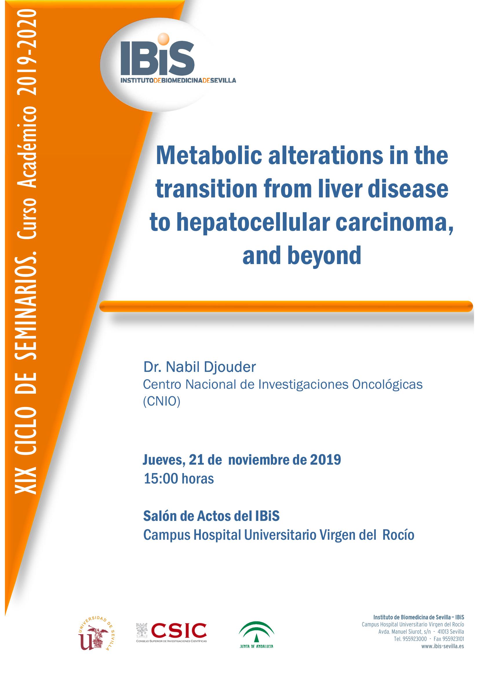 Poster: Metabolic alterations in the transition from liver disease to hepatocellular carcinoma, and beyond