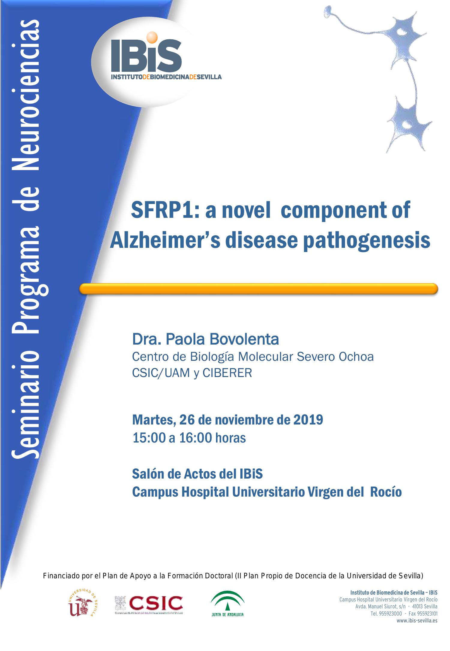 Poster: SFRP1: a novel  component of Alzheimer’s disease pathogenesis