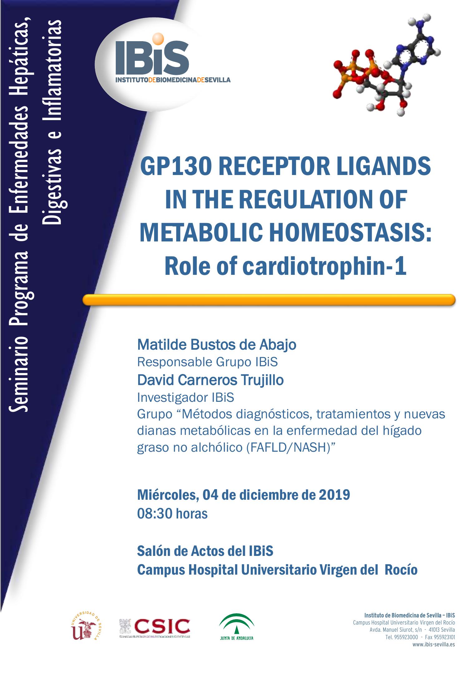 Poster: GP130 RECEPTOR LIGANDS IN THE REGULATION OF METABOLIC HOMEOSTASIS: Role of cardiotrophin-1