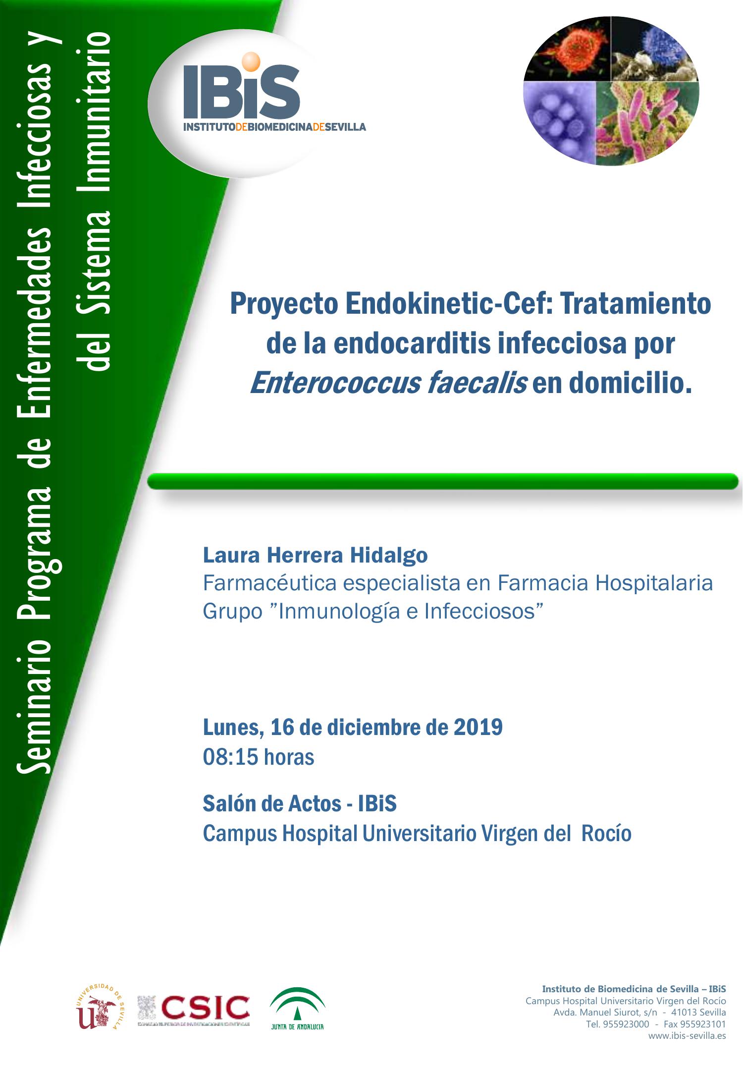 Poster: Proyecto Endokinetic-Cef: Tratamiento de la endocarditis infecciosa por Enterococcus faecalis en domicilio.