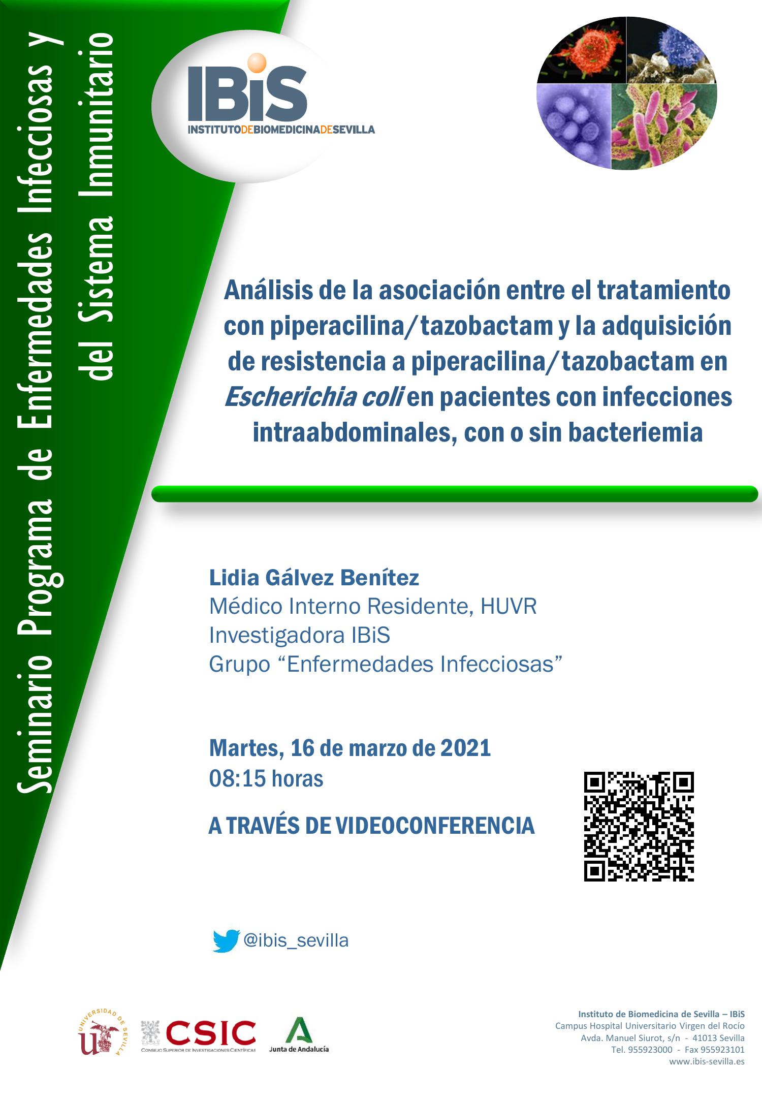 Poster: Análisis de la asociación entre el tratamiento con piperacilina/tazobactam y la adquisición de resistencia a piperacilina/tazobactam en Escherichia coli en pacientes con infecciones intraabdominales, con o sin bacteriemia
