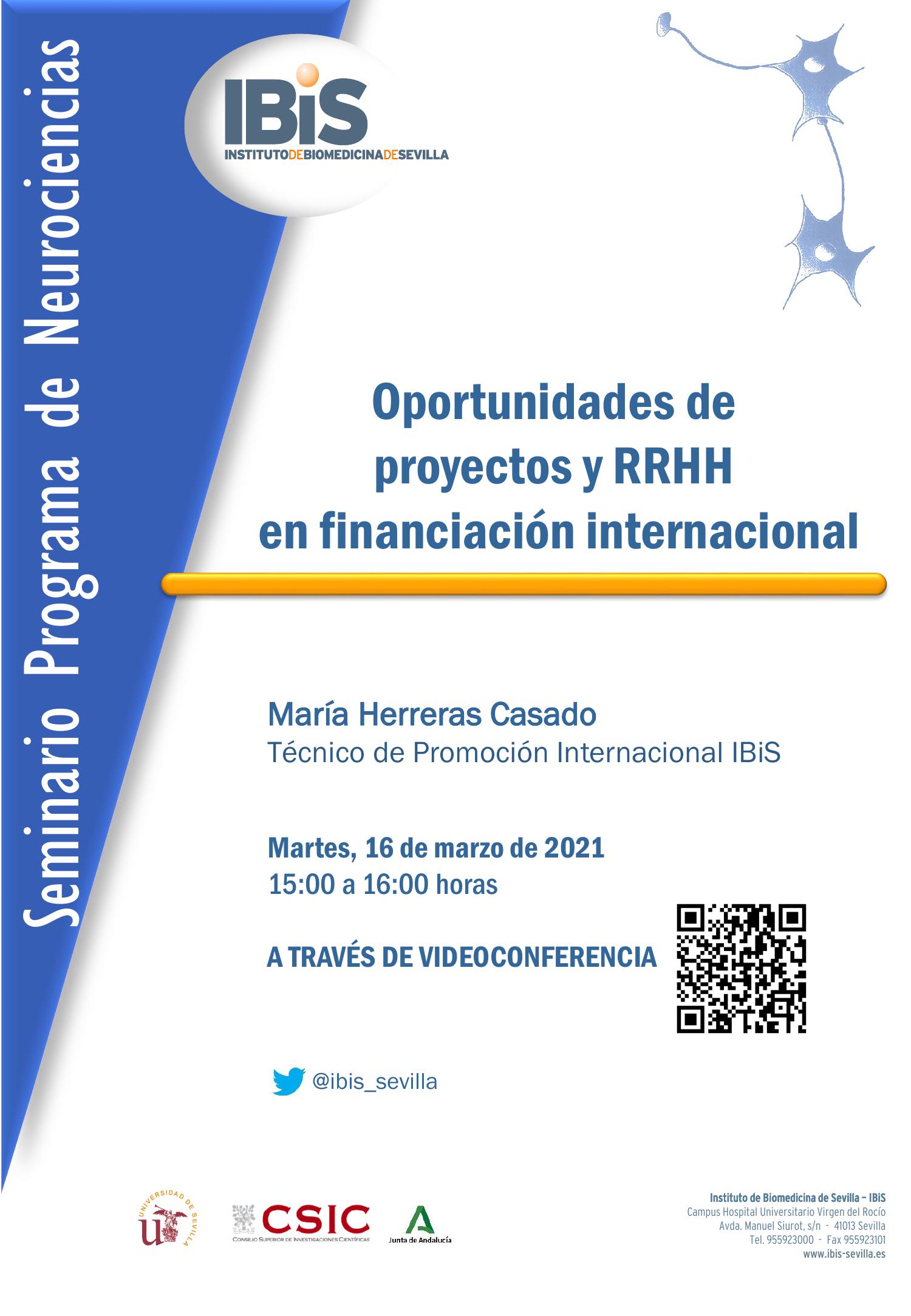 Poster: Oportunidades de  proyectos y RRHH en financiación internacional
