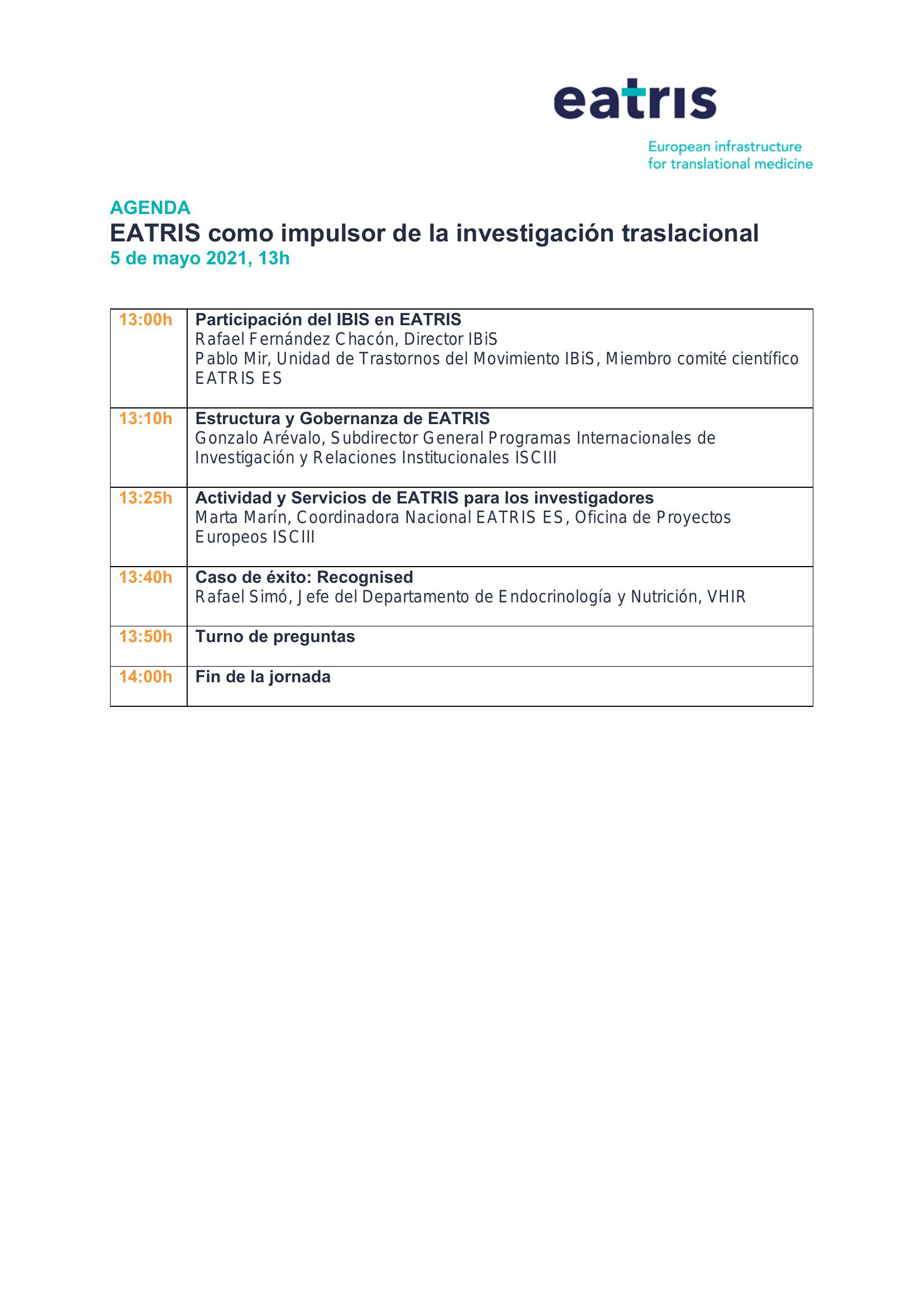 Poster: Jornada Informativa "EATRIS como impulsor de la investigación traslacional"