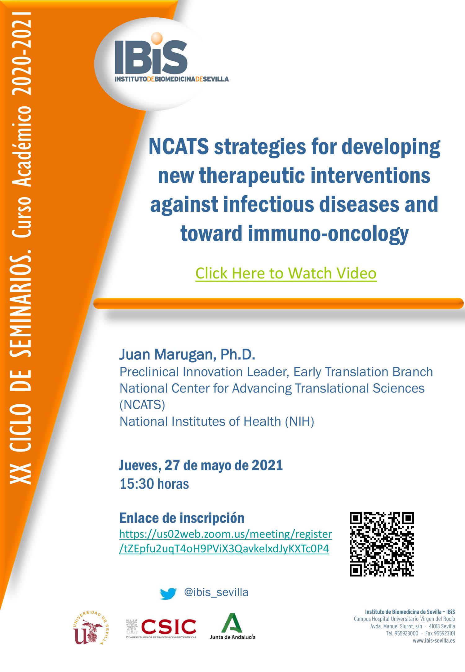 Poster: NCATS strategies for developing new therapeutic interventions against infectious diseases and toward immuno-oncology
