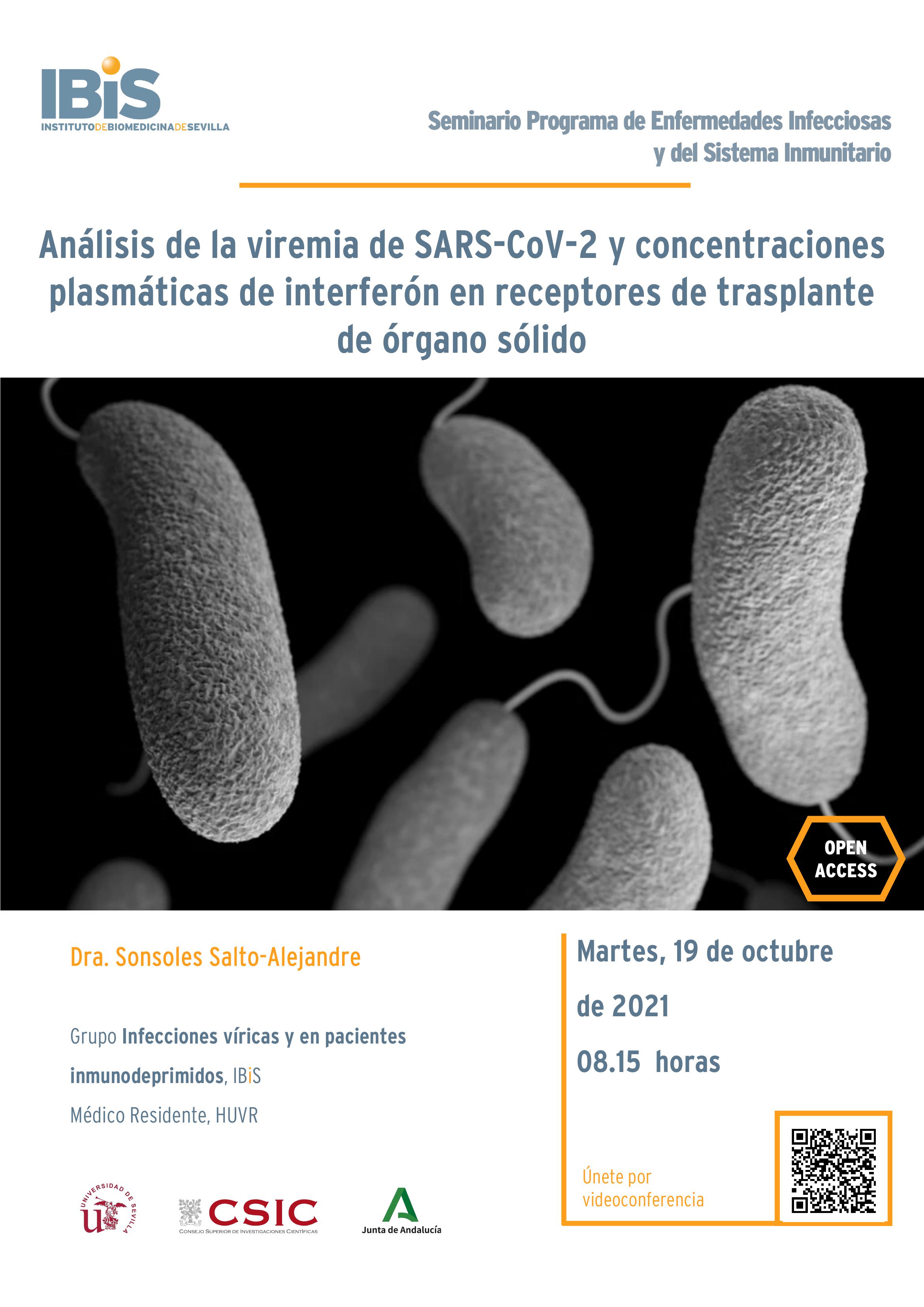 Poster: Análisis de la viremia de SARS-CoV-2 y concentraciones plasmáticas de interferón en receptores de trasplante de órgano sólido
