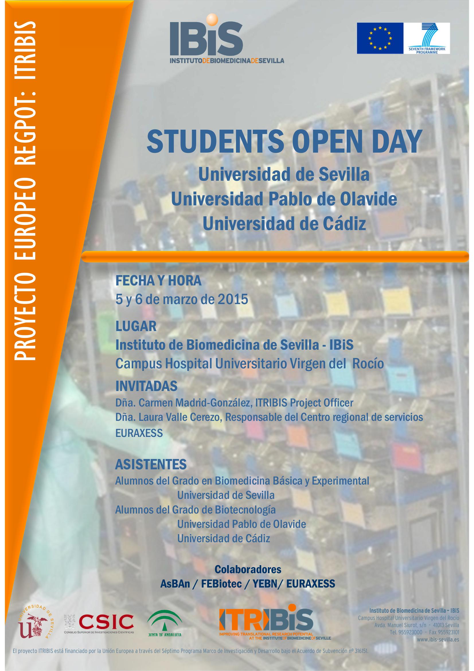 Poster: STUDENTS OPEN DAY Universidad de Sevilla Universidad Pablo de Olavide  Universidad de Cádiz