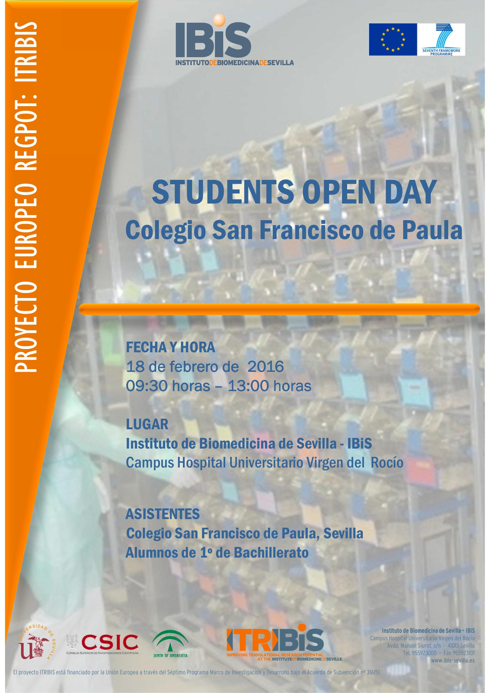 Poster: STUDENTS OPEN DAY Colegio San Francisco de Paula