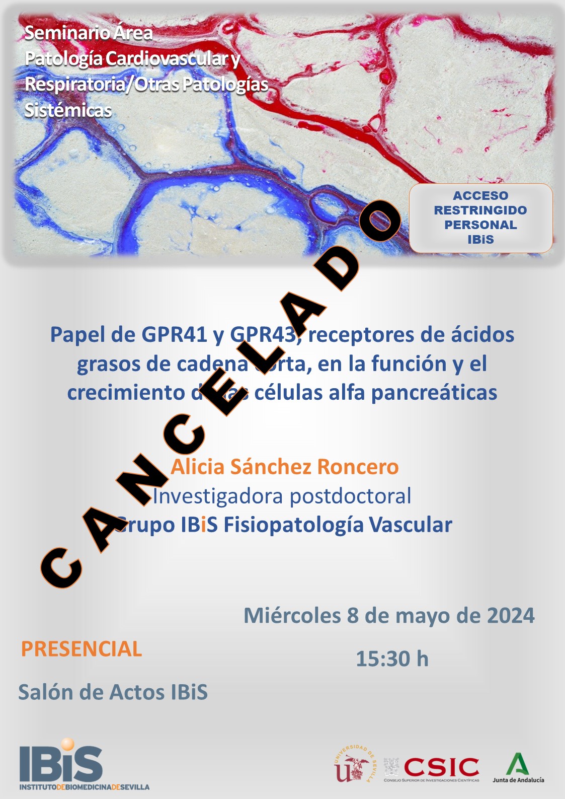 Poster: Papel de GPR41 y GPR43, receptores de ácidos grasos de cadena corta, en la función y el crecimiento de las células alfa pancreáticas