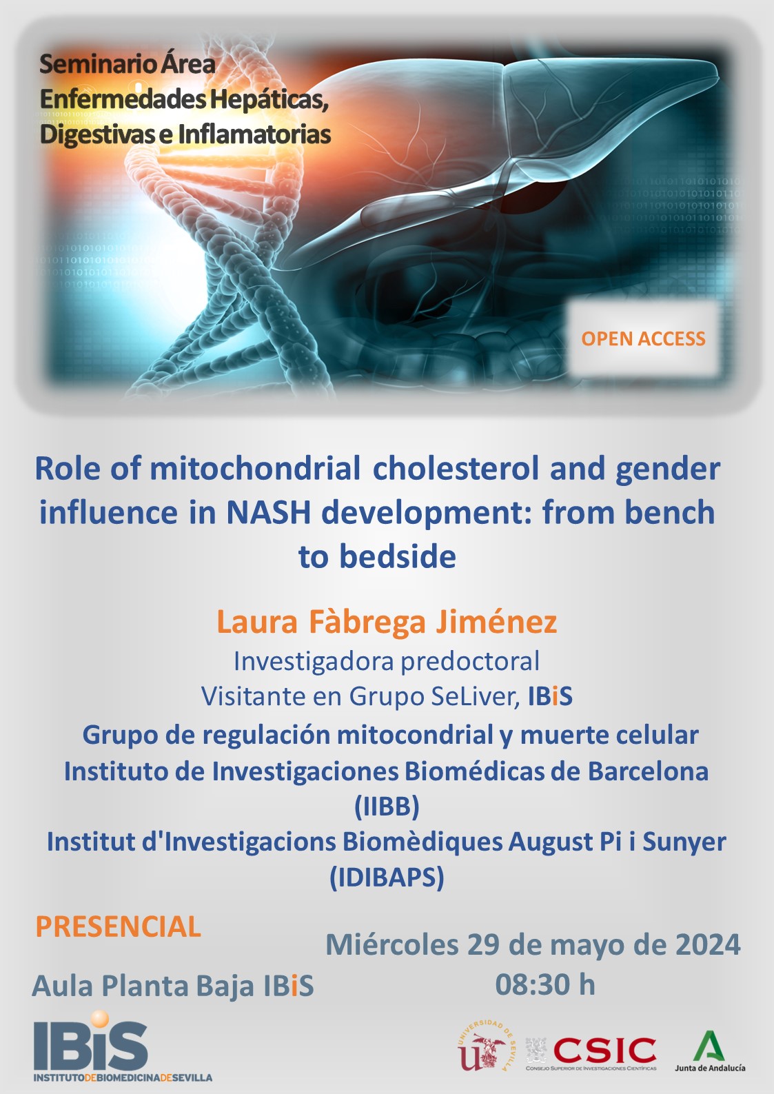 Poster: Role of mitochondrial cholesterol and gender influence in NASH development: from bench to bedside
