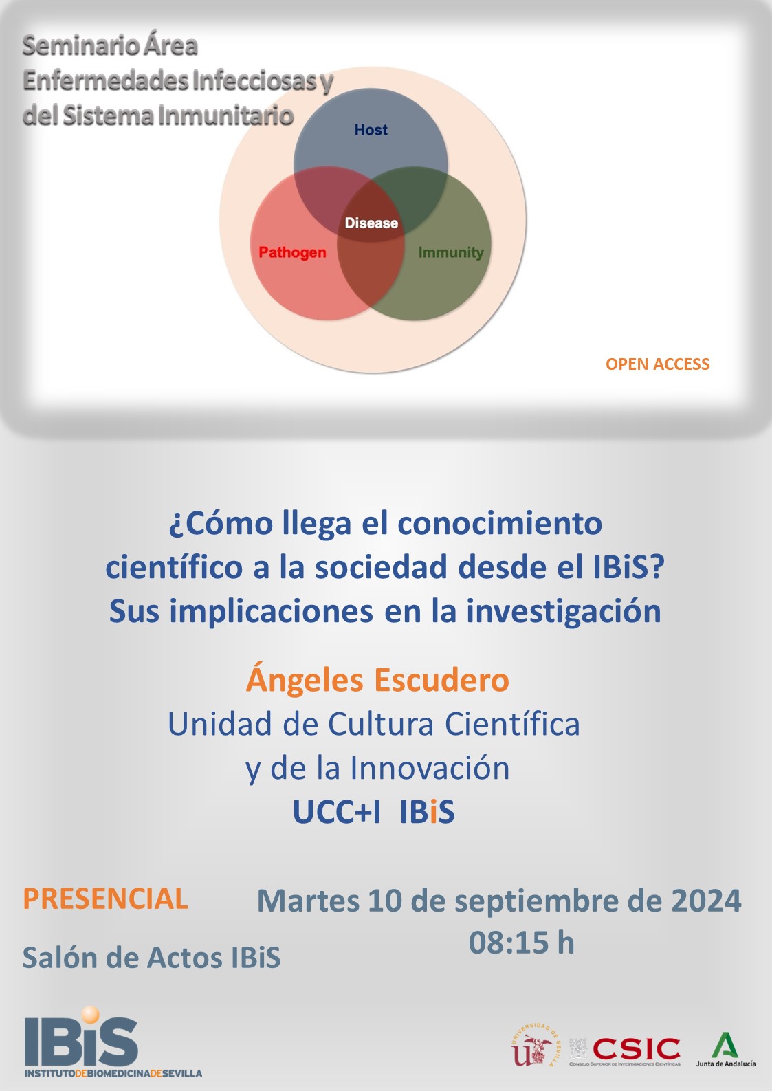 Poster: ¿Cómo llega el conocimiento  científico a la sociedad desde el IBiS?  Sus implicaciones en la investigación