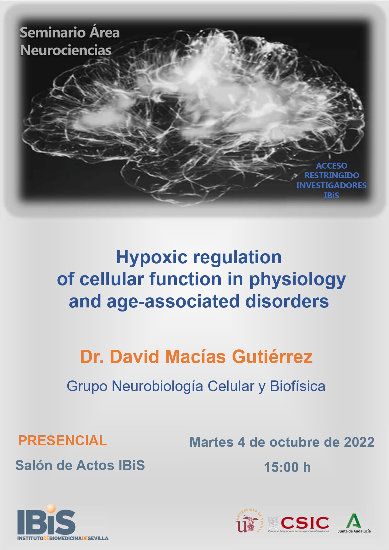Poster: Hypoxic regulation of cellular function in physiology and age-associated disorders